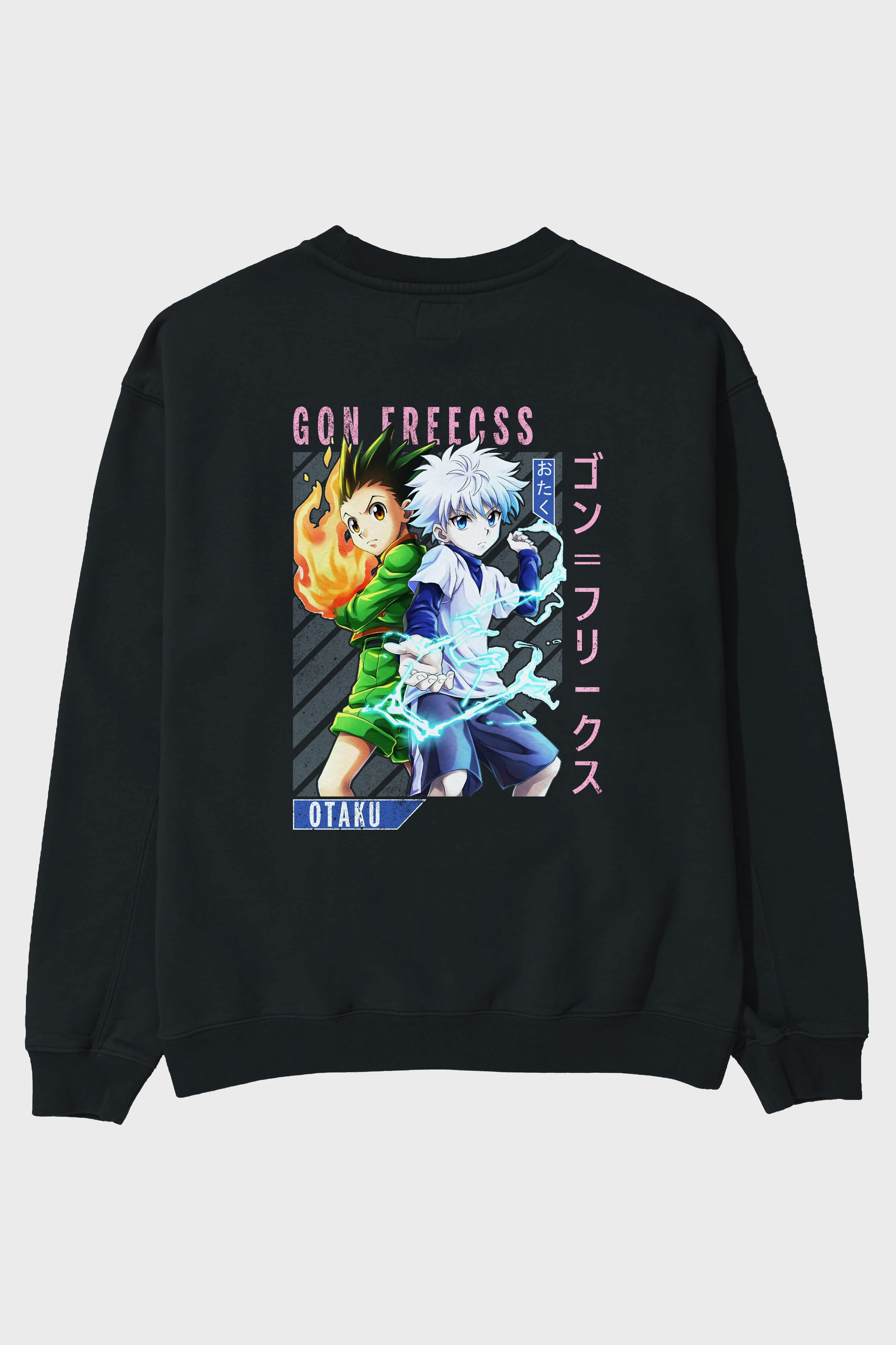 Gon Freecss HUNTER X HUNTER 1 Anime Arka Baskılı Oversize Sweatshirt Erkek Kadın Unisex