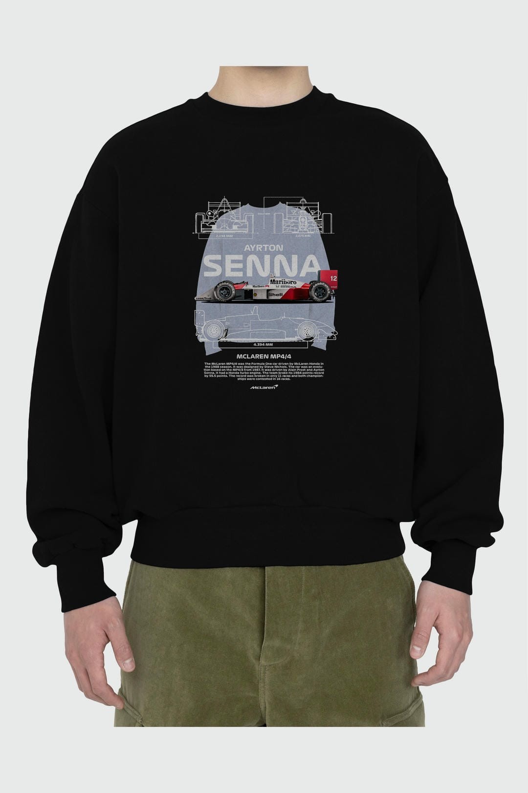 MCLAREN Ayrton Senna MP4 Ön Baskılı Anime Oversize Sweatshirt Erkek Kadın Unisex