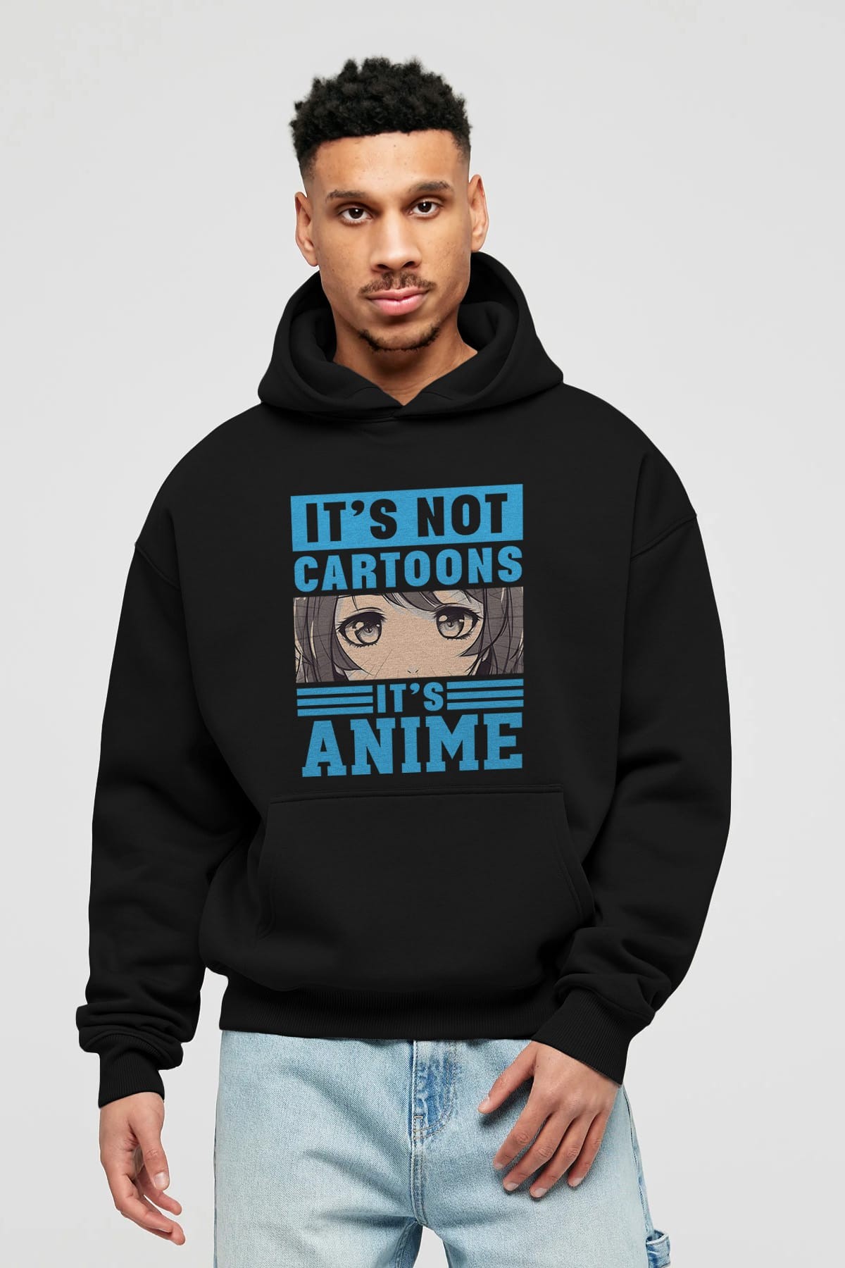 Its Anime Anime Ön Baskılı Hoodie Oversize Kapüşonlu Sweatshirt Erkek Kadın Unisex