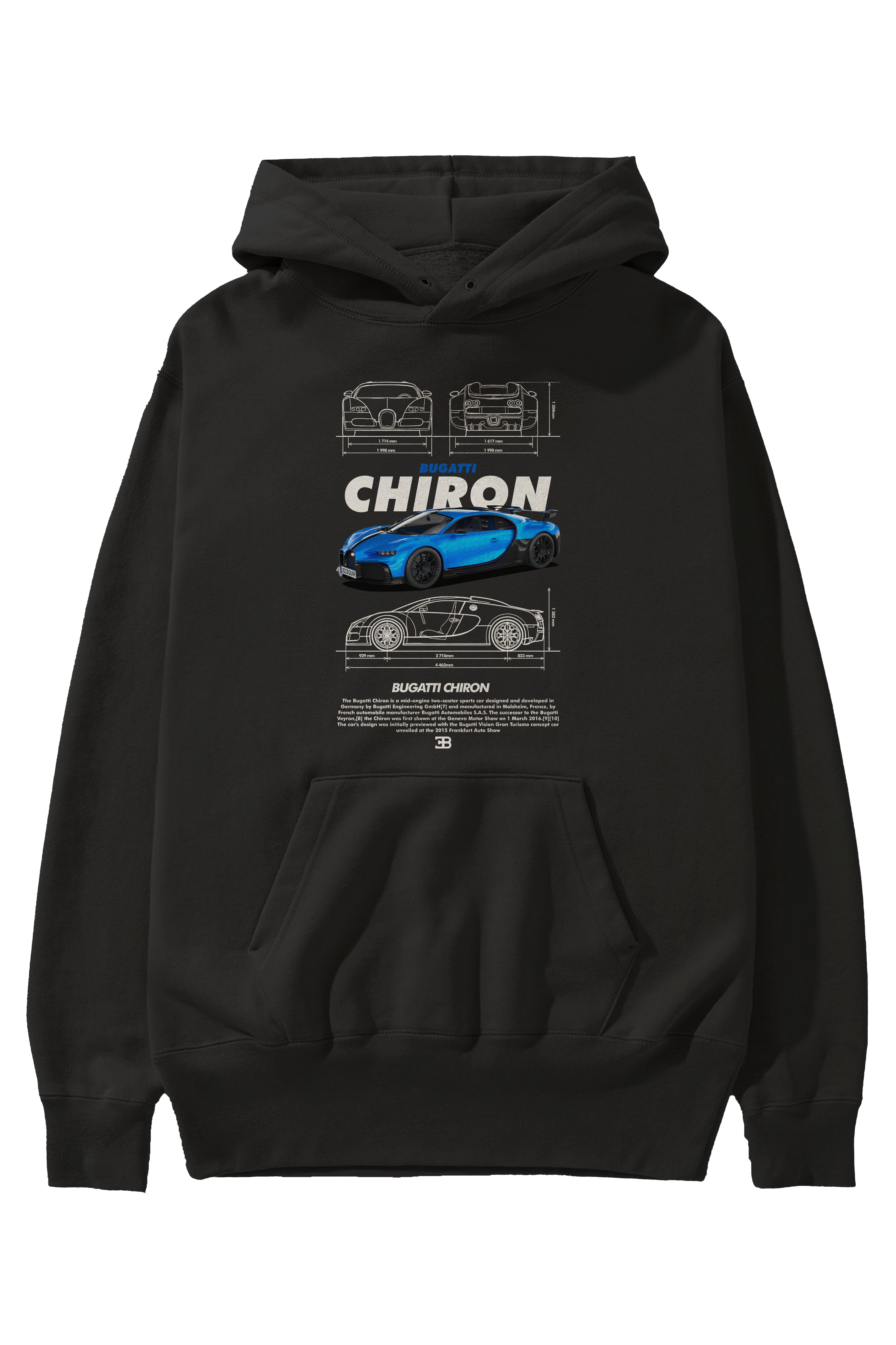 BUGATTI CHIRON Ön Baskılı Hoodie Oversize Kapüşonlu Sweatshirt Erkek Kadın Unisex