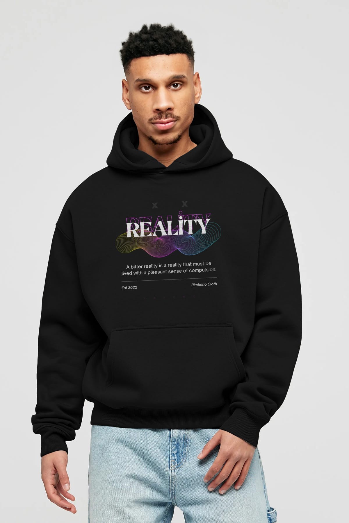 Reality 2 Ön Baskılı Oversize Hoodie Kapüşonlu Sweatshirt Erkek Kadın Unisex