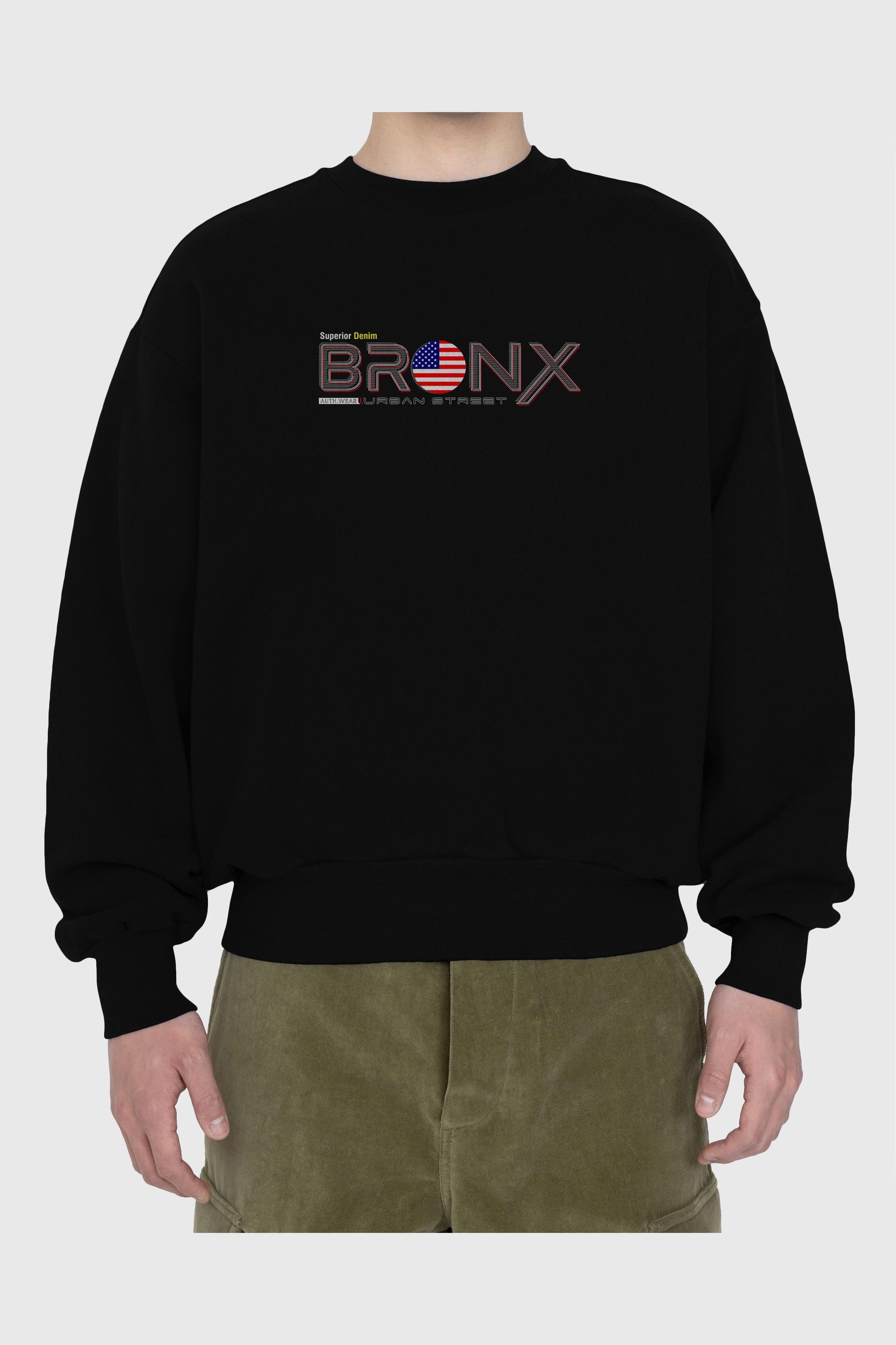 Bronx Ön Baskılı Oversize Sweatshirt Erkek Kadın Unisex