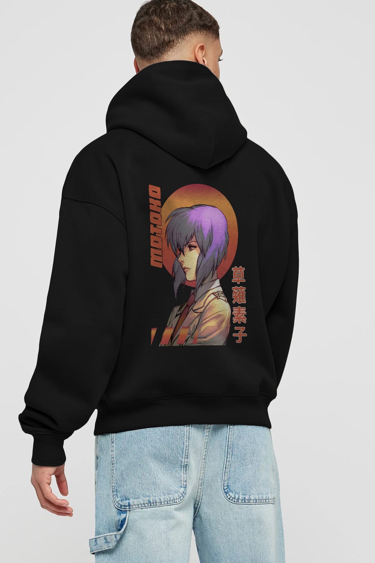 Motoko Kusanagi 10 Anime Arka Baskılı Hoodie Oversize Kapüşonlu Sweatshirt Erkek Kadın Unisex