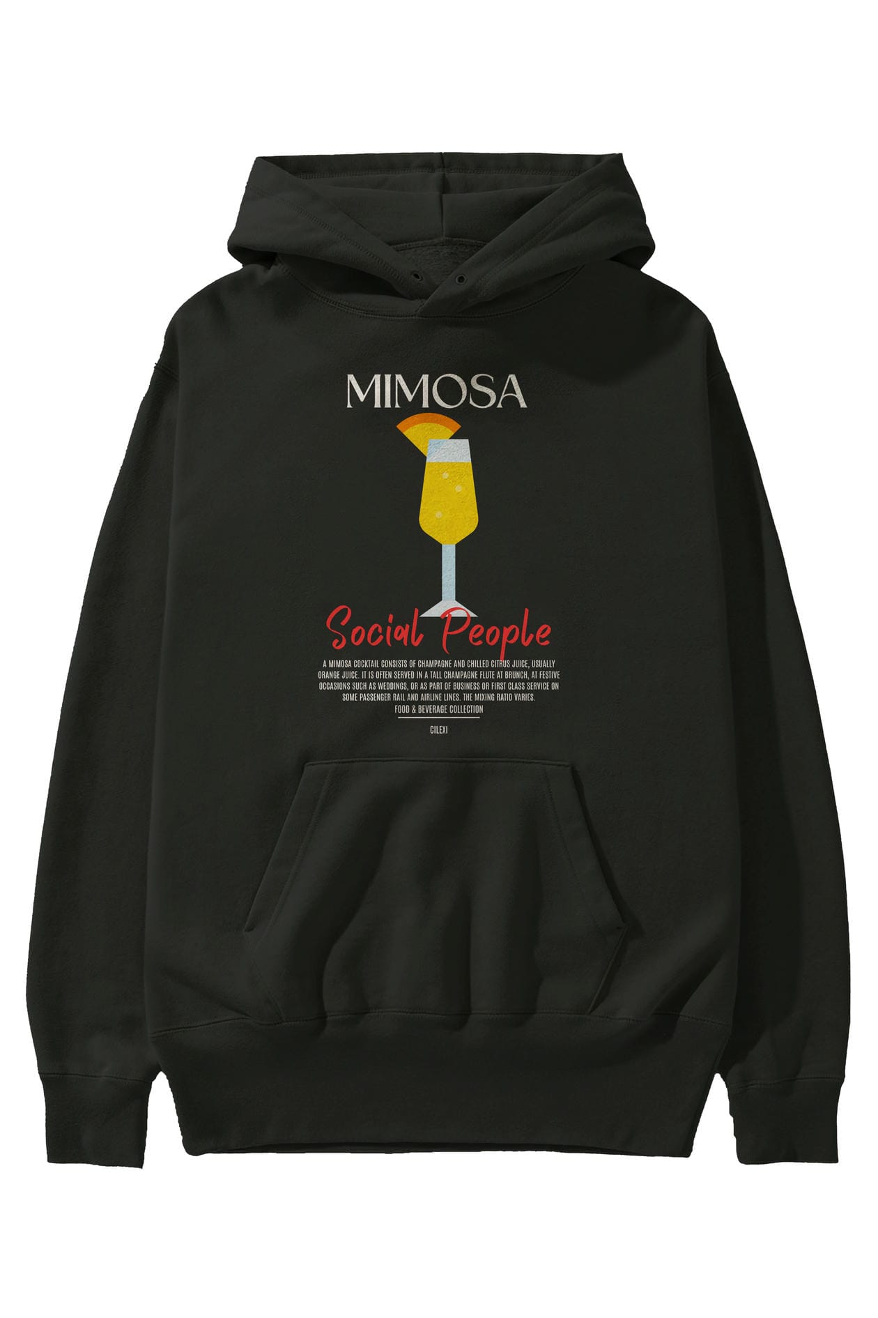 Mimosa Kokteyl Ön Baskılı Hoodie Oversize Kapüşonlu Sweatshirt Erkek Kadın