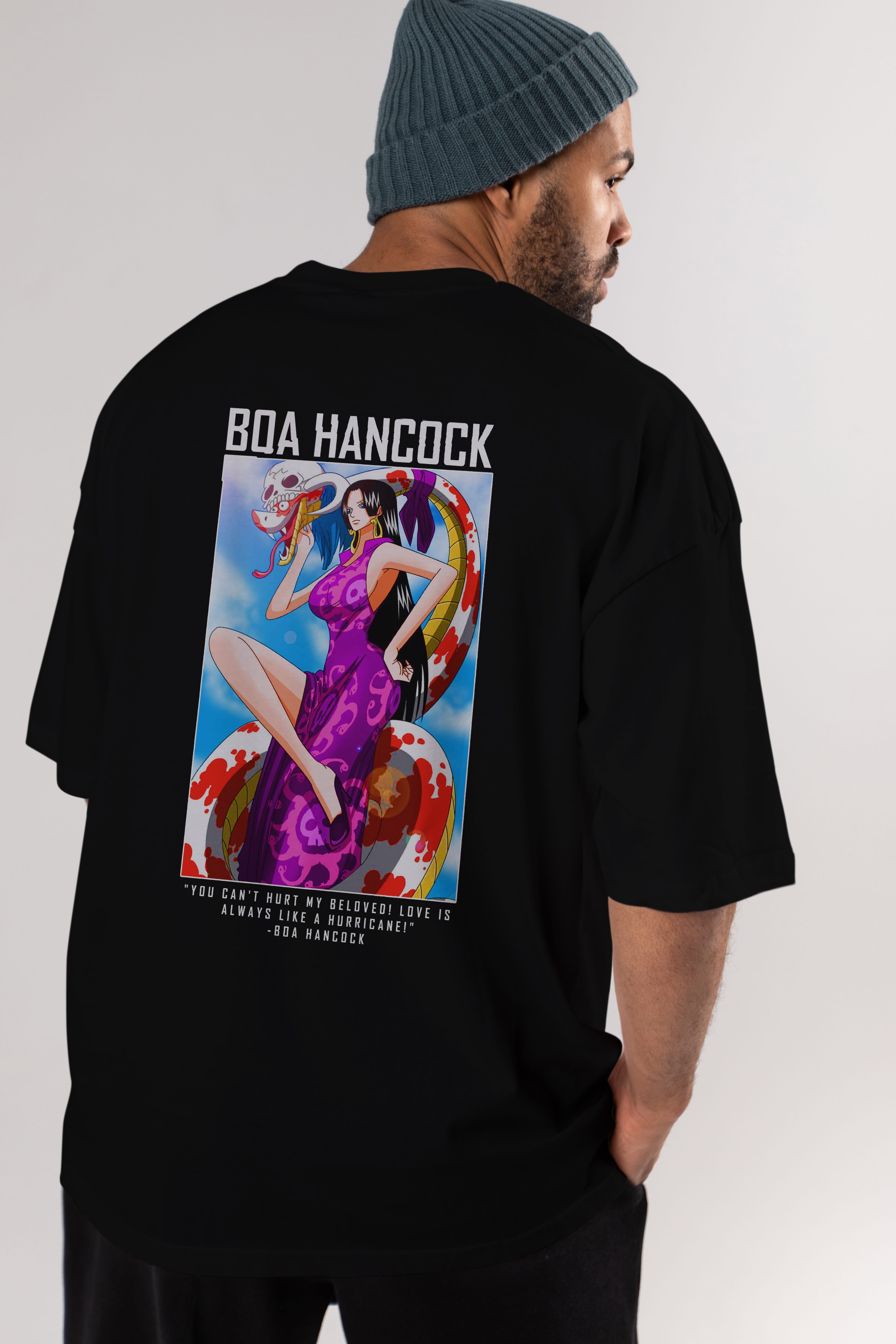 Boa Hancock Anime Arka Baskılı Oversize t-shirt Erkek Kadın Unisex %100 pamuk tişort