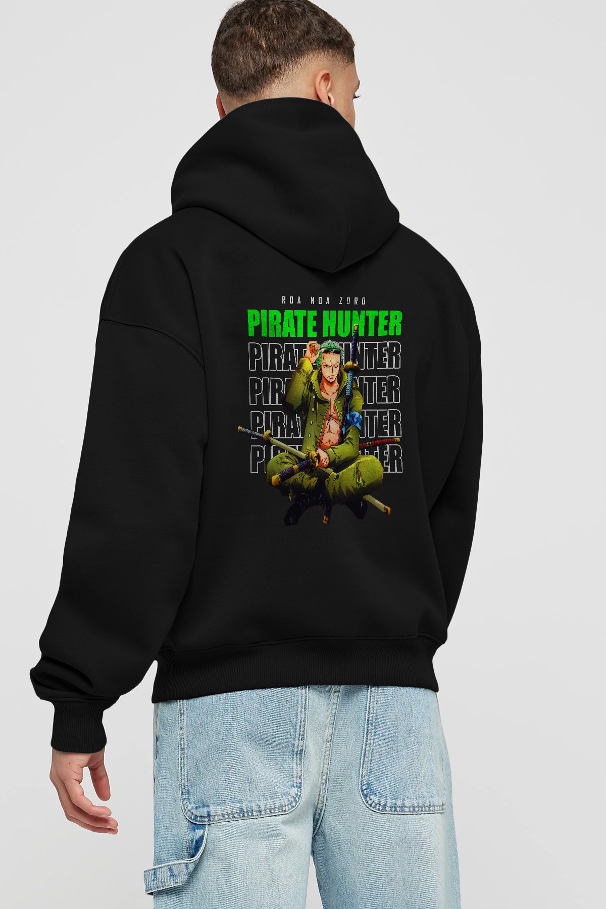 Roronoa Zoro 4 Anime Arka Baskılı Hoodie Oversize Kapüşonlu Sweatshirt Erkek Kadın Unisex