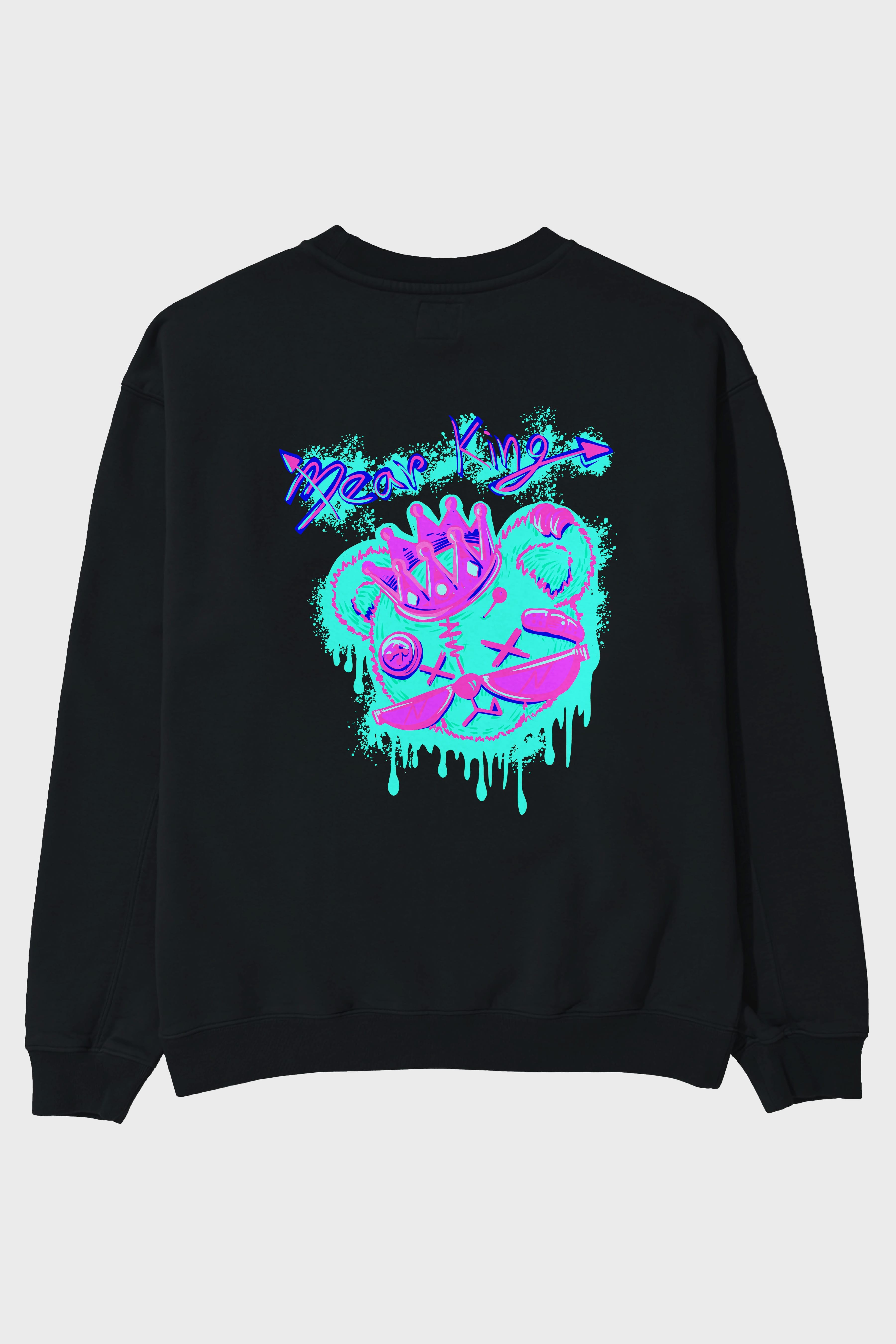Bear King Arka Baskılı Oversize Sweatshirt Erkek Kadın Unisex