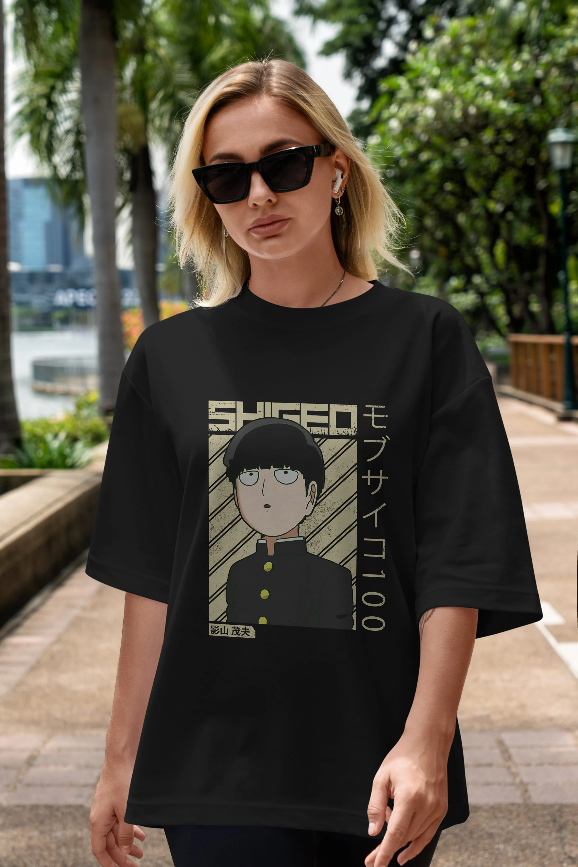 Shigeo Kageyama 2 Anime Ön Baskılı Oversize t-shirt %100 pamuk Erkek Kadın Unisex