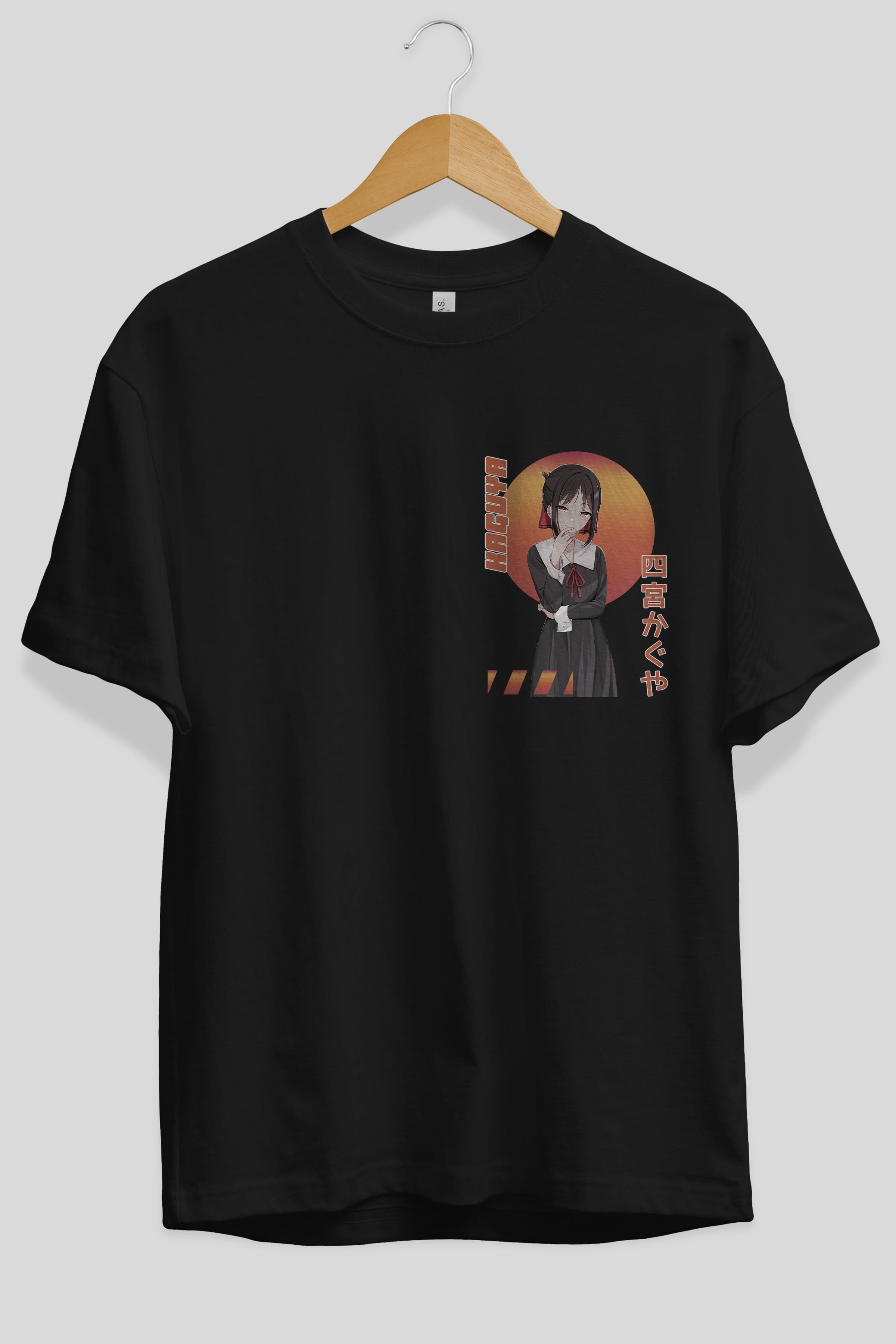 Kaguya Shinomiya 5 Ön Sol Baskılı Oversize t-shirt Erkek Kadın Unisex %100 Pamuk Bisiklet Yaka tişort