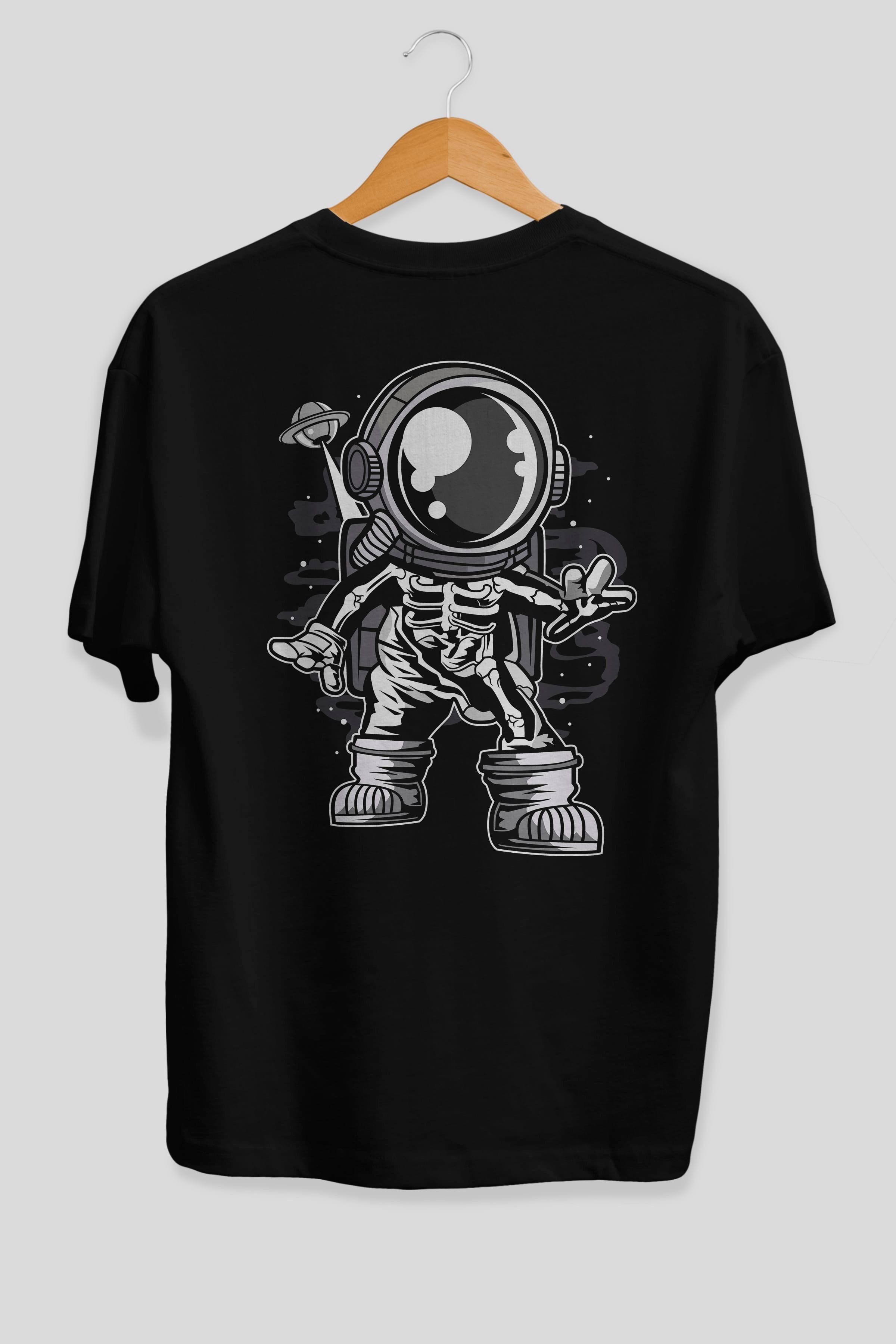 Space Skeleton Arka Baskılı Oversize t-shirt Erkek Kadın Unisex