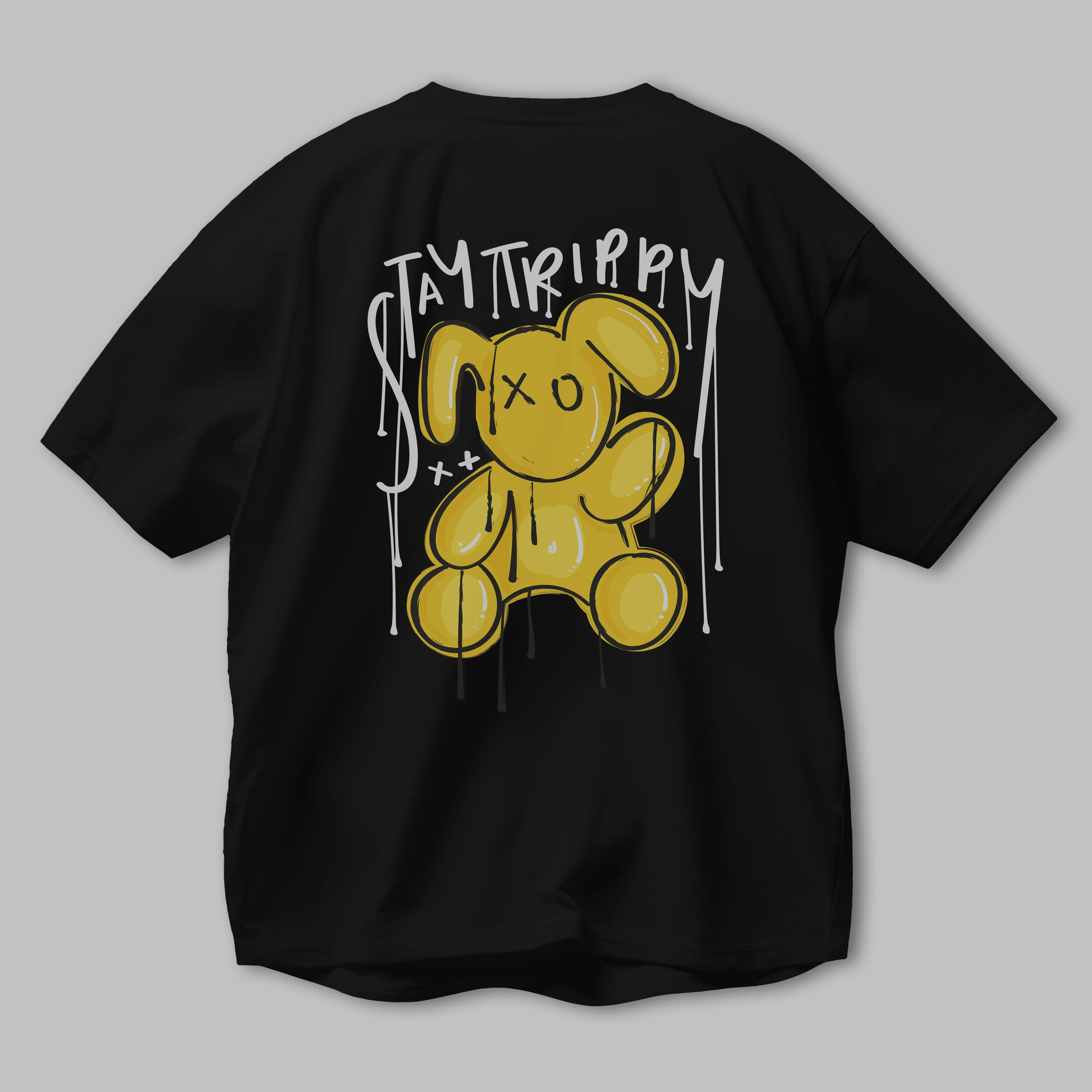 Stay Trippy Bear Arka Baskılı Oversize t-shirt Erkek Kadın Unisex