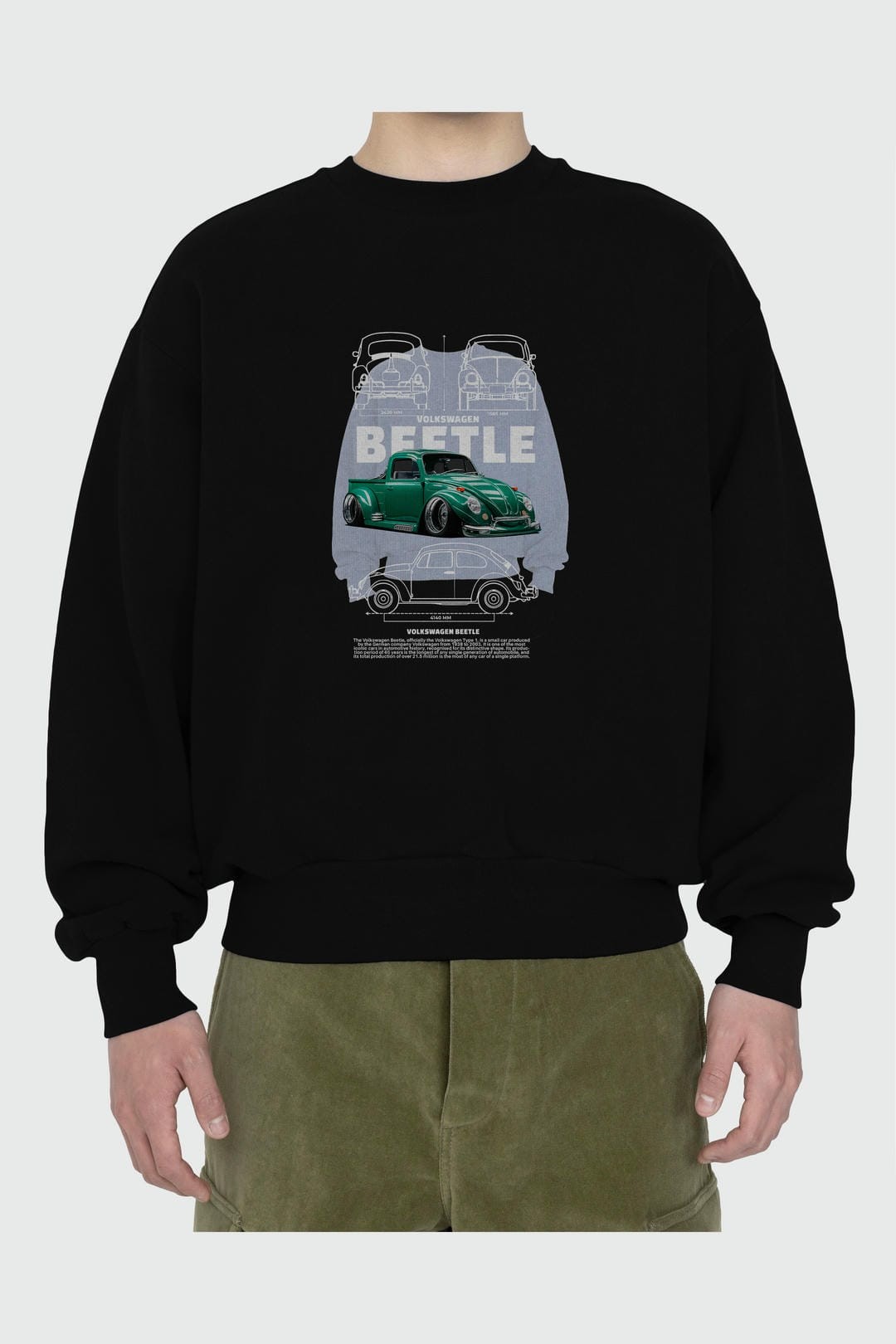 Volkswagen Beetle 1 Ön Baskılı Anime Oversize Sweatshirt Erkek Kadın Unisex