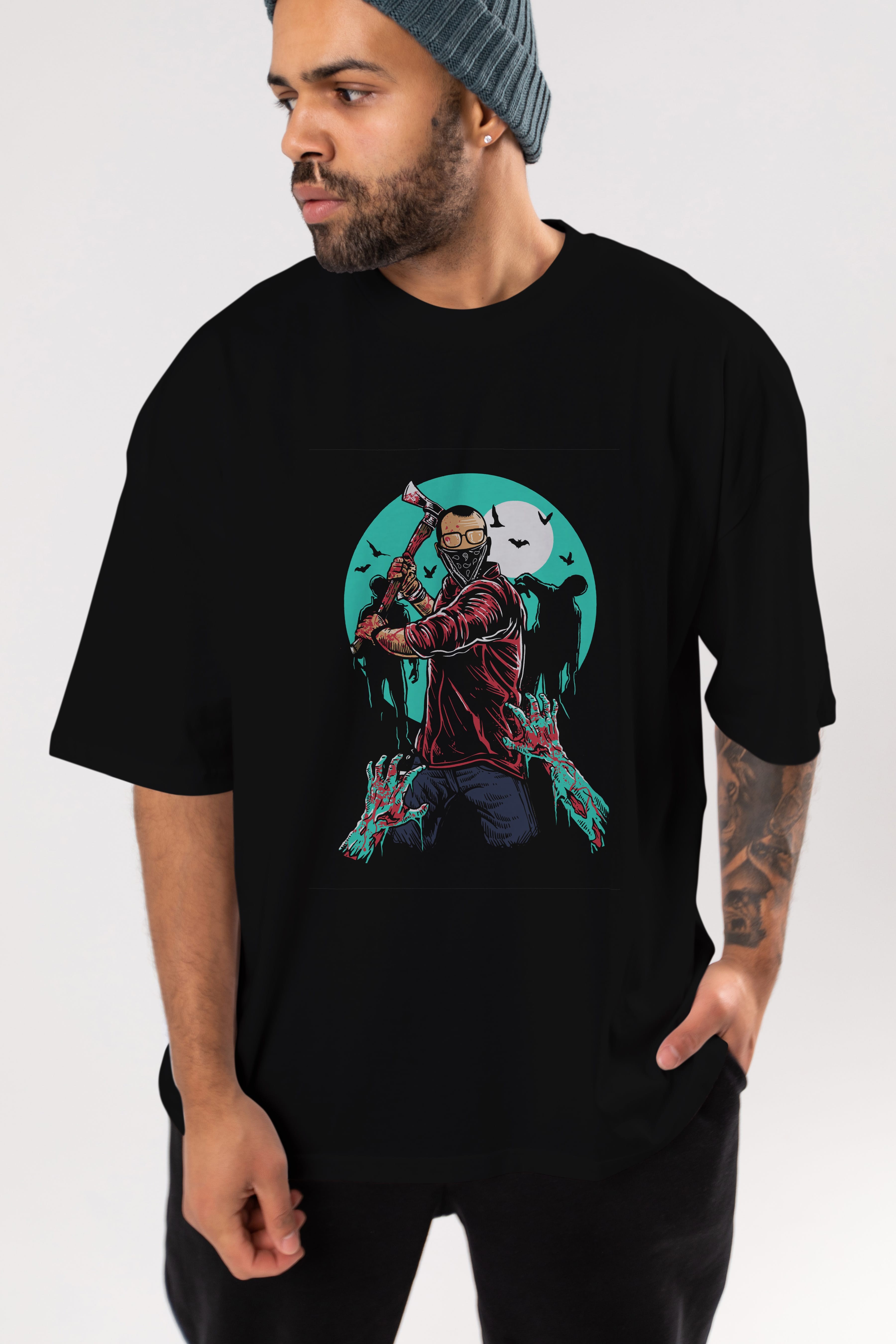 Zombie Killer Ön Baskılı Oversize t-shirt Erkek Kadın Unisex %100 Pamuk tişort