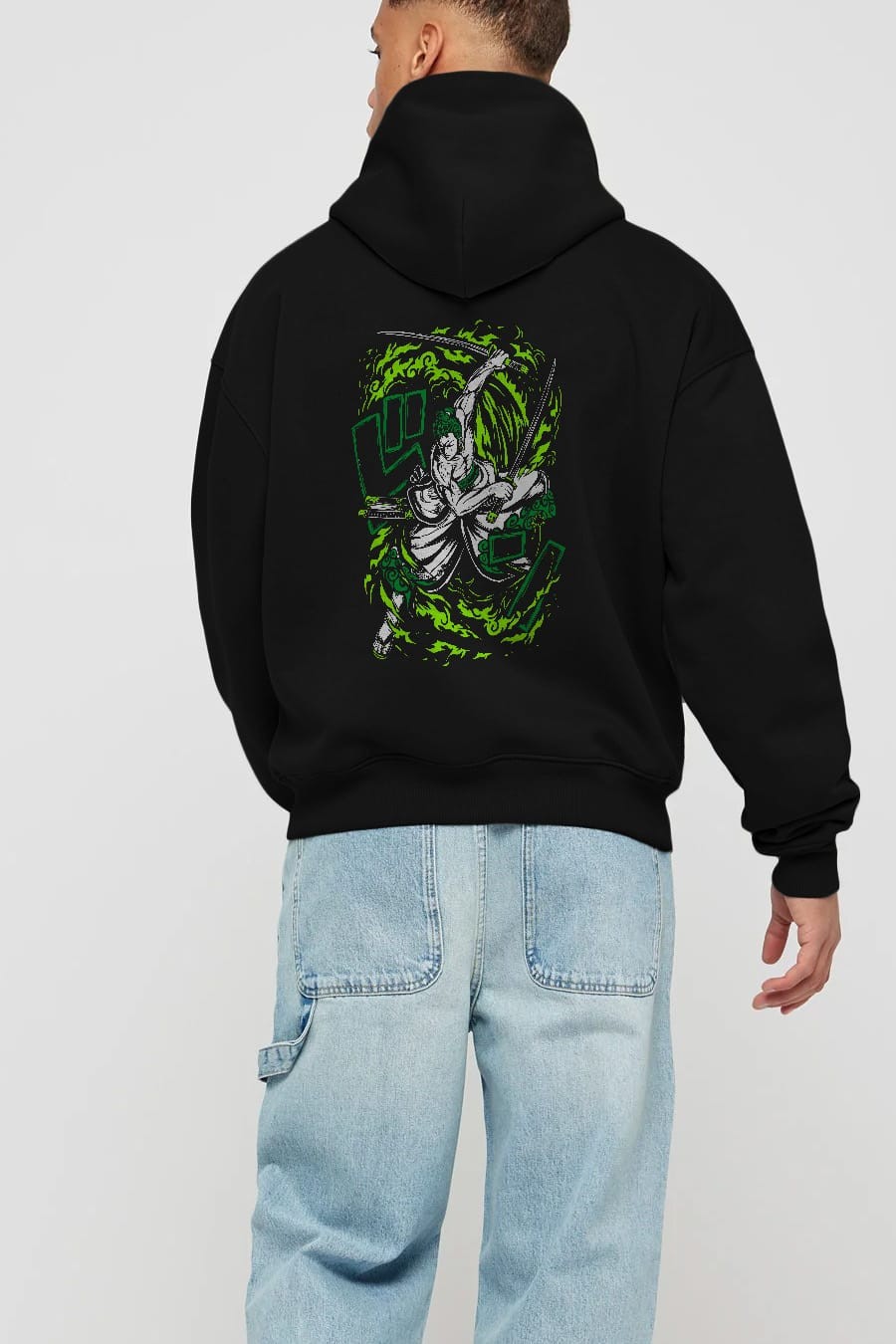ZORO-ONE PIECE (2) Anime Arka Baskılı Hoodie Oversize Kapüşonlu Sweatshirt Erkek Kadın Unisex
