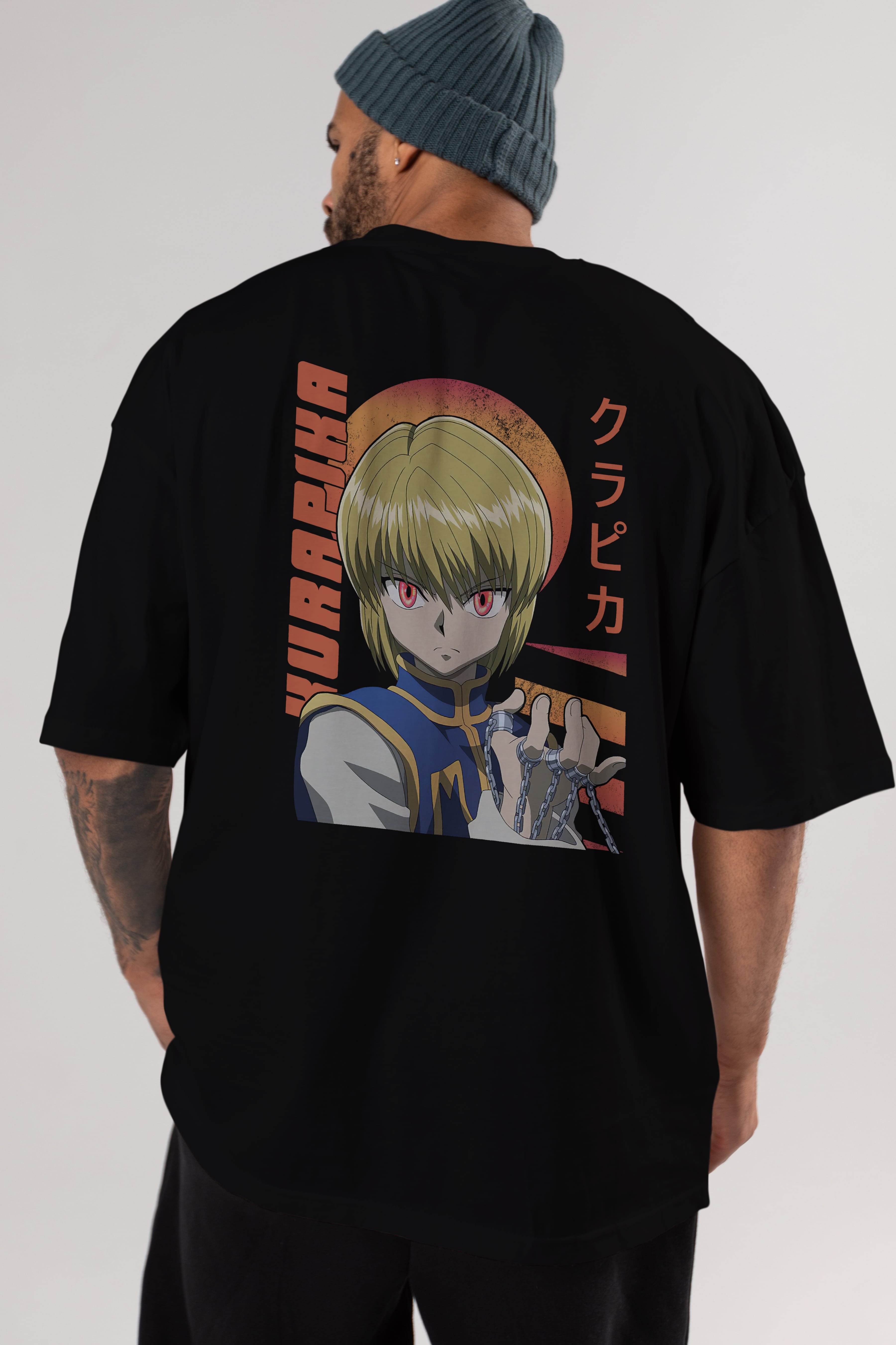 Kurapika 5 (2) Anime Arka Baskılı Oversize t-shirt Erkek Kadın Unisex