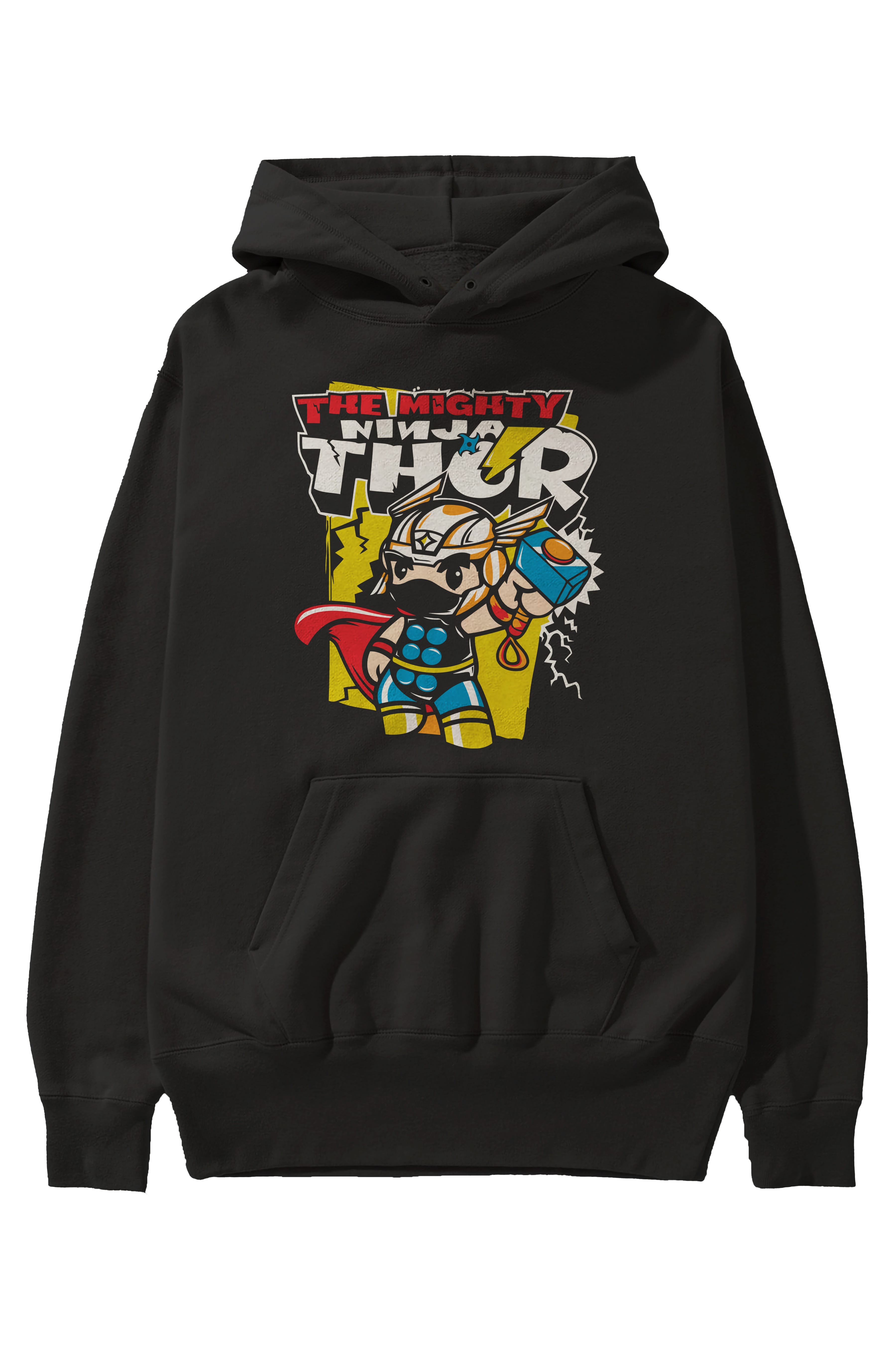 Ninja Thor Ön Baskılı Hoodie Oversize Kapüşonlu Sweatshirt Erkek Kadın Unisex