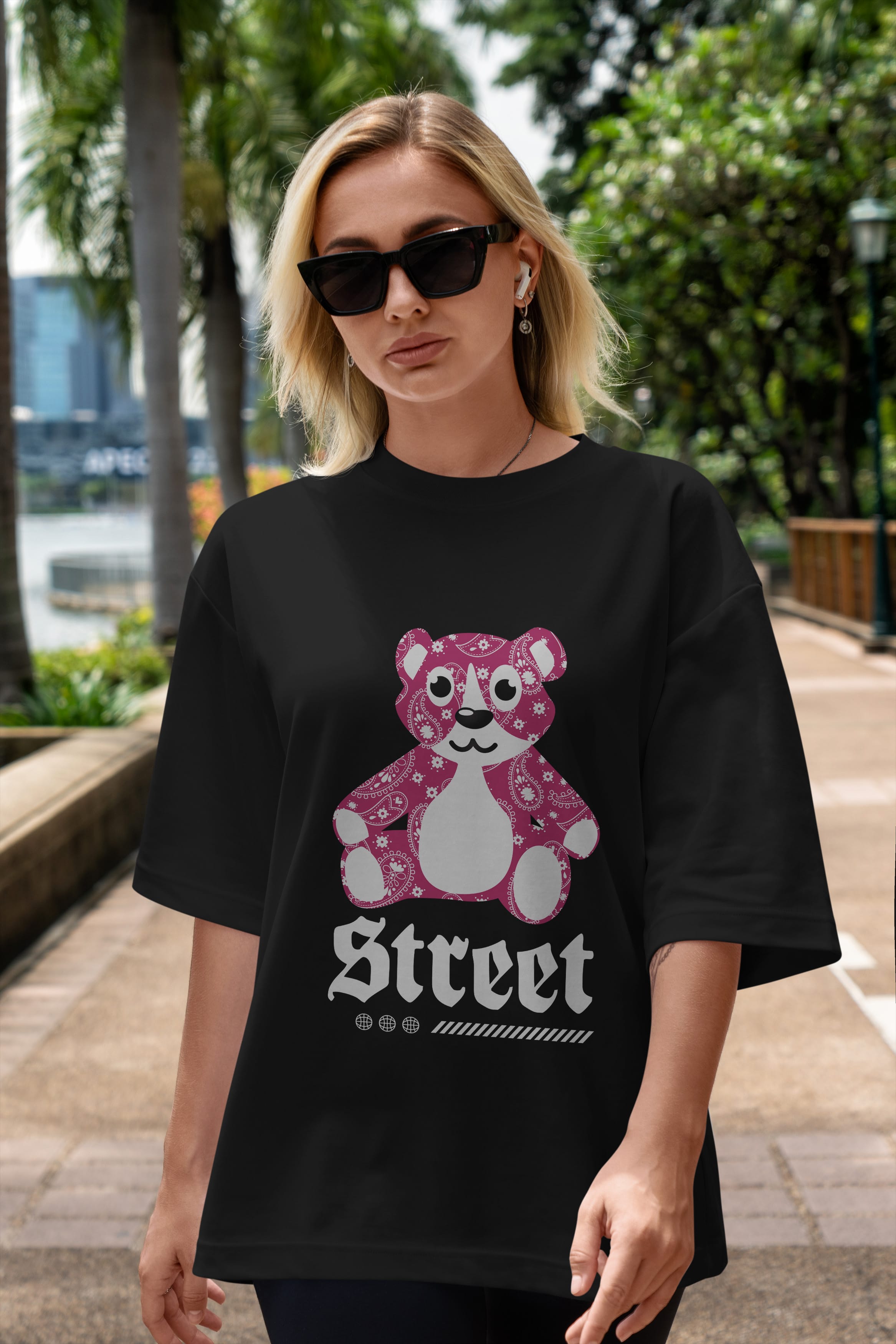 Street Bear Ön Baskılı Oversize t-shirt Erkek Kadın Unisex
