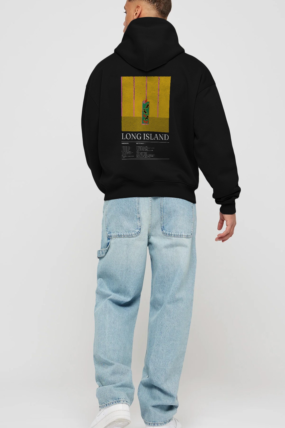 Long Island Kokteyl Arka Baskılı Hoodie Oversize Kapüşonlu Sweatshirt Erkek Kadın