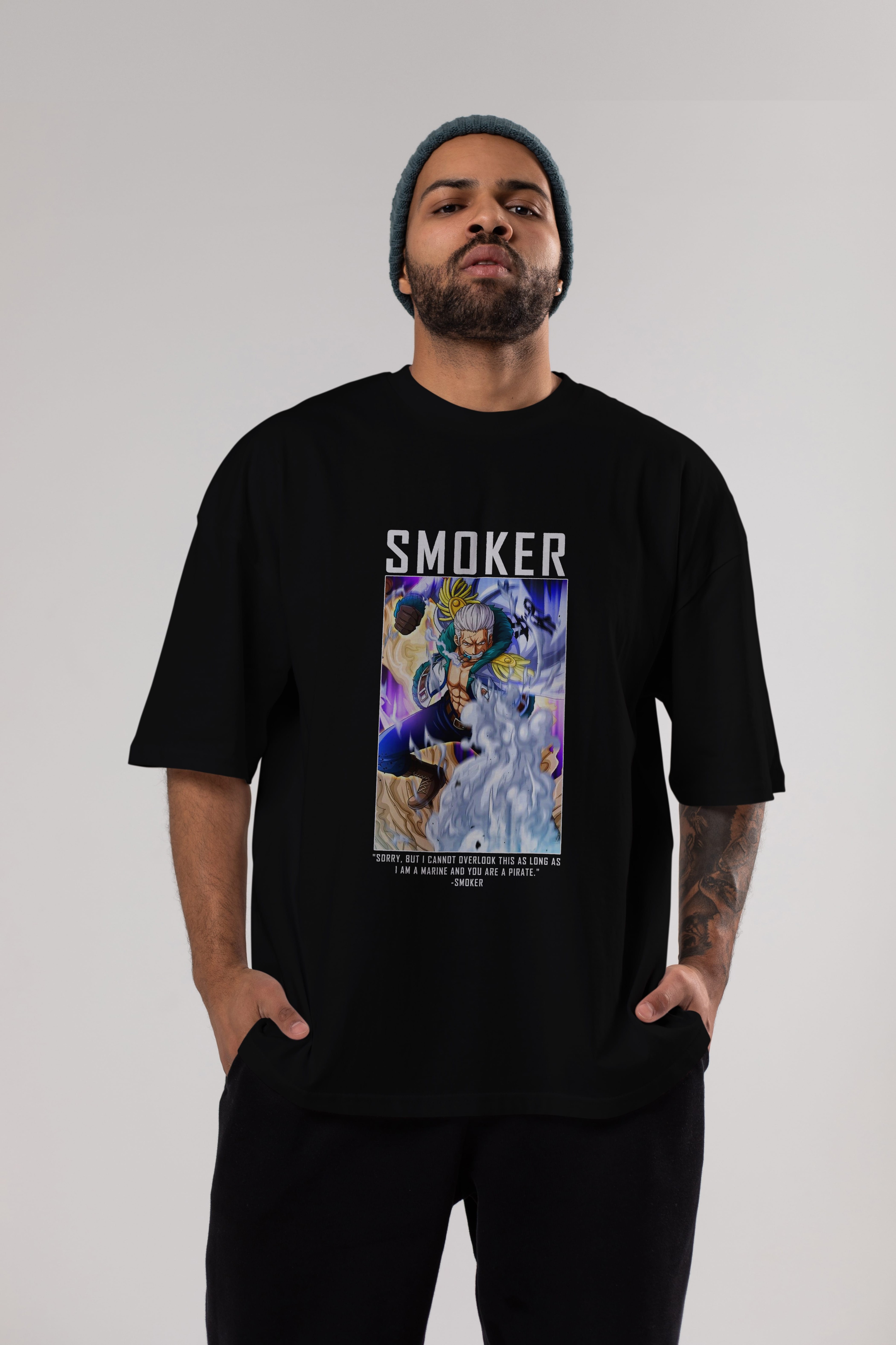 Smoker Anime Ön Baskılı Oversize t-shirt Erkek Kadın Unisex