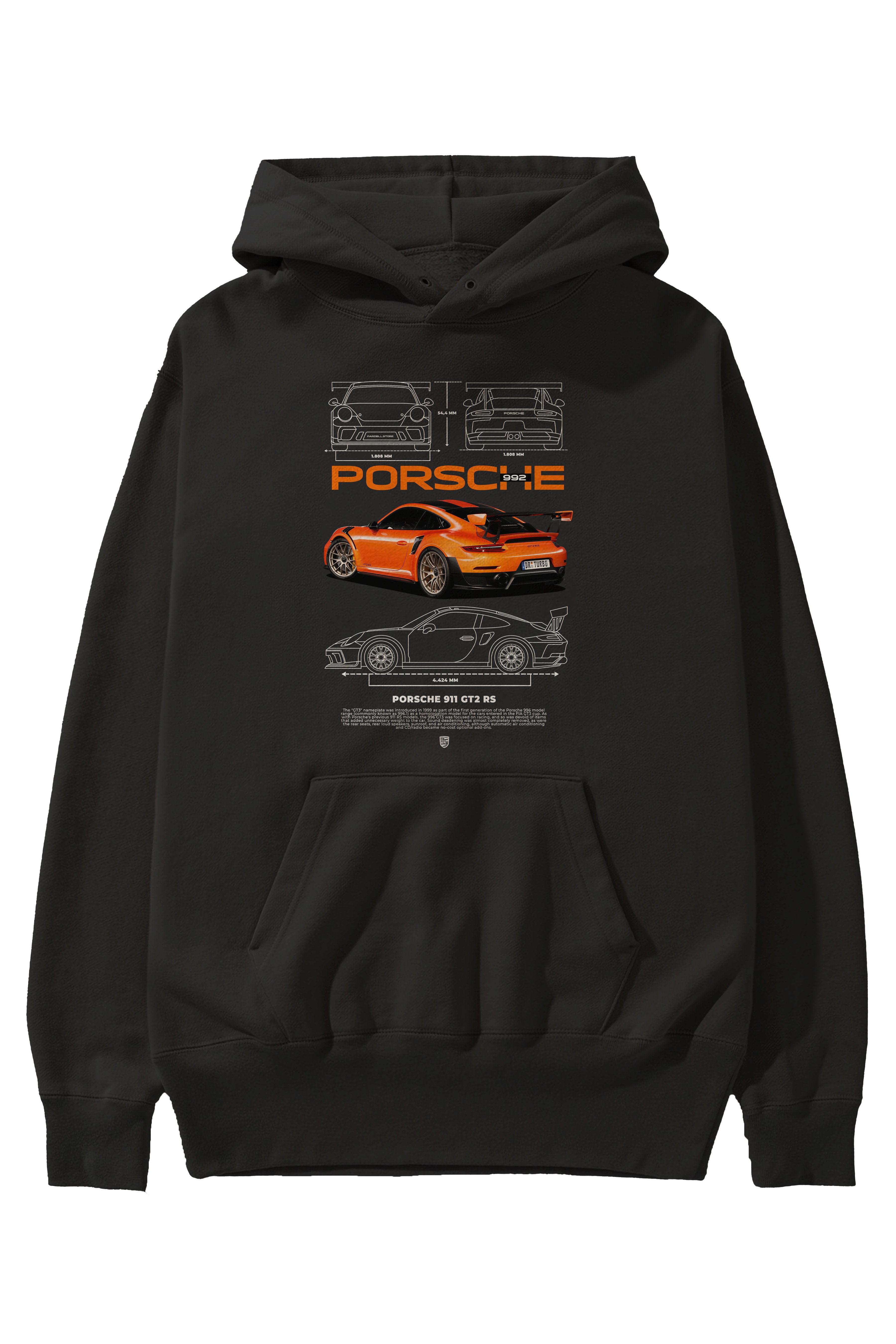 PORSCHE 992 Ön Baskılı Hoodie Oversize Kapüşonlu Sweatshirt Erkek Kadın Unisex