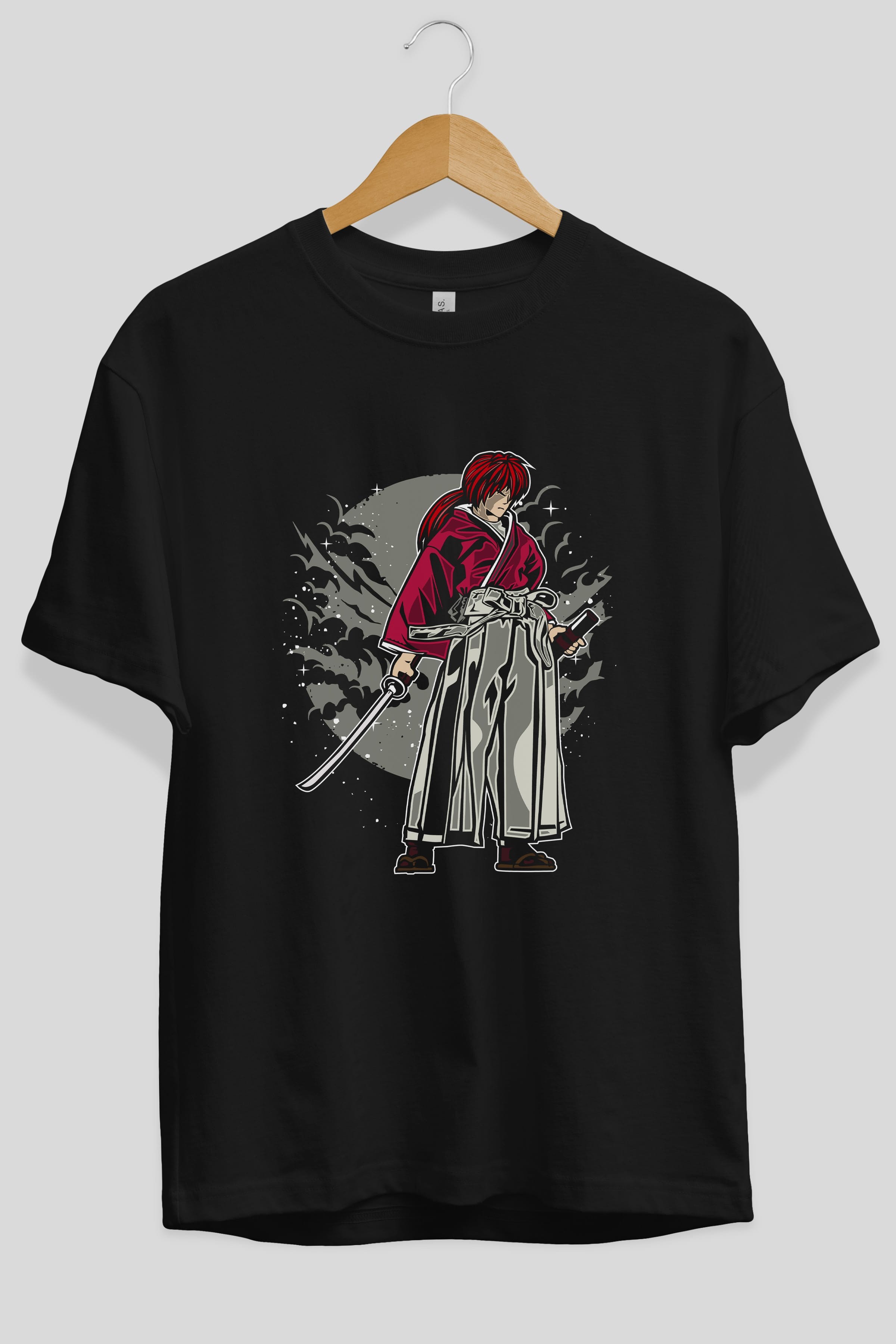 kenshin Ön Baskılı Oversize t-shirt Erkek Kadın Unisex %100 Pamuk tişort