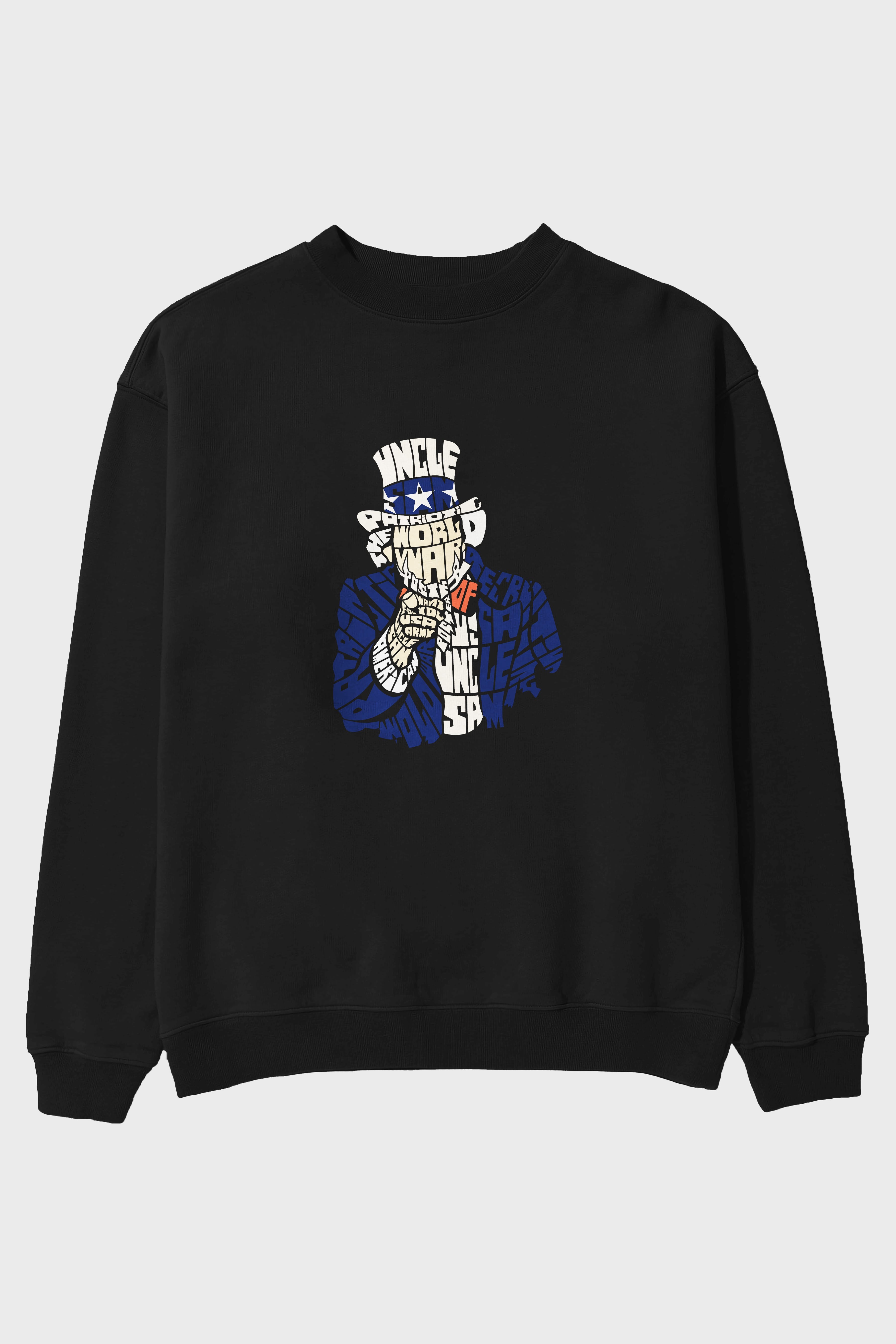 Uncle Sam Ön Baskılı Oversize Sweatshirt Erkek Kadın Unisex