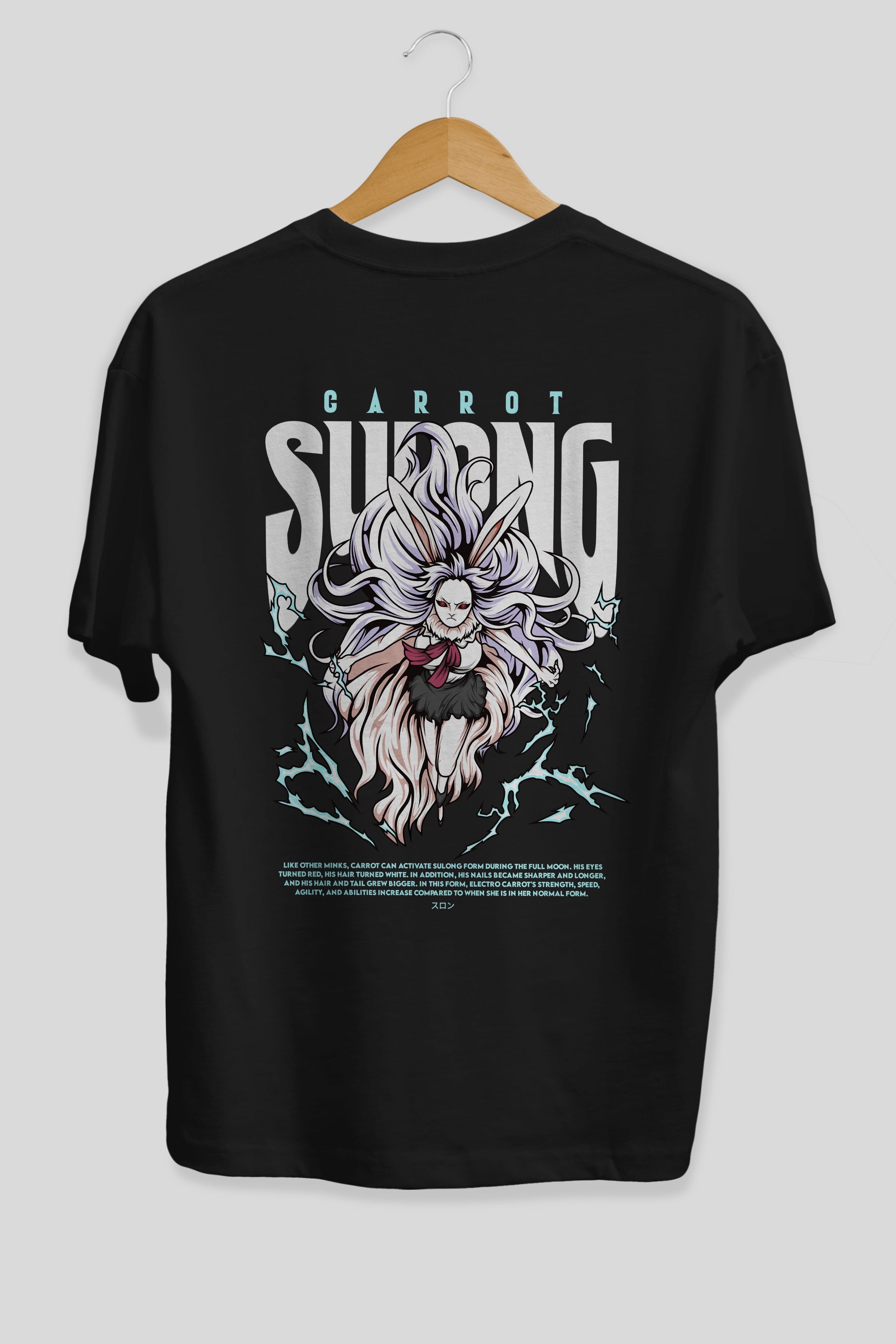 Carrot Sulong Anime Arka Baskılı Oversize t-shirt Erkek Kadın Unisex