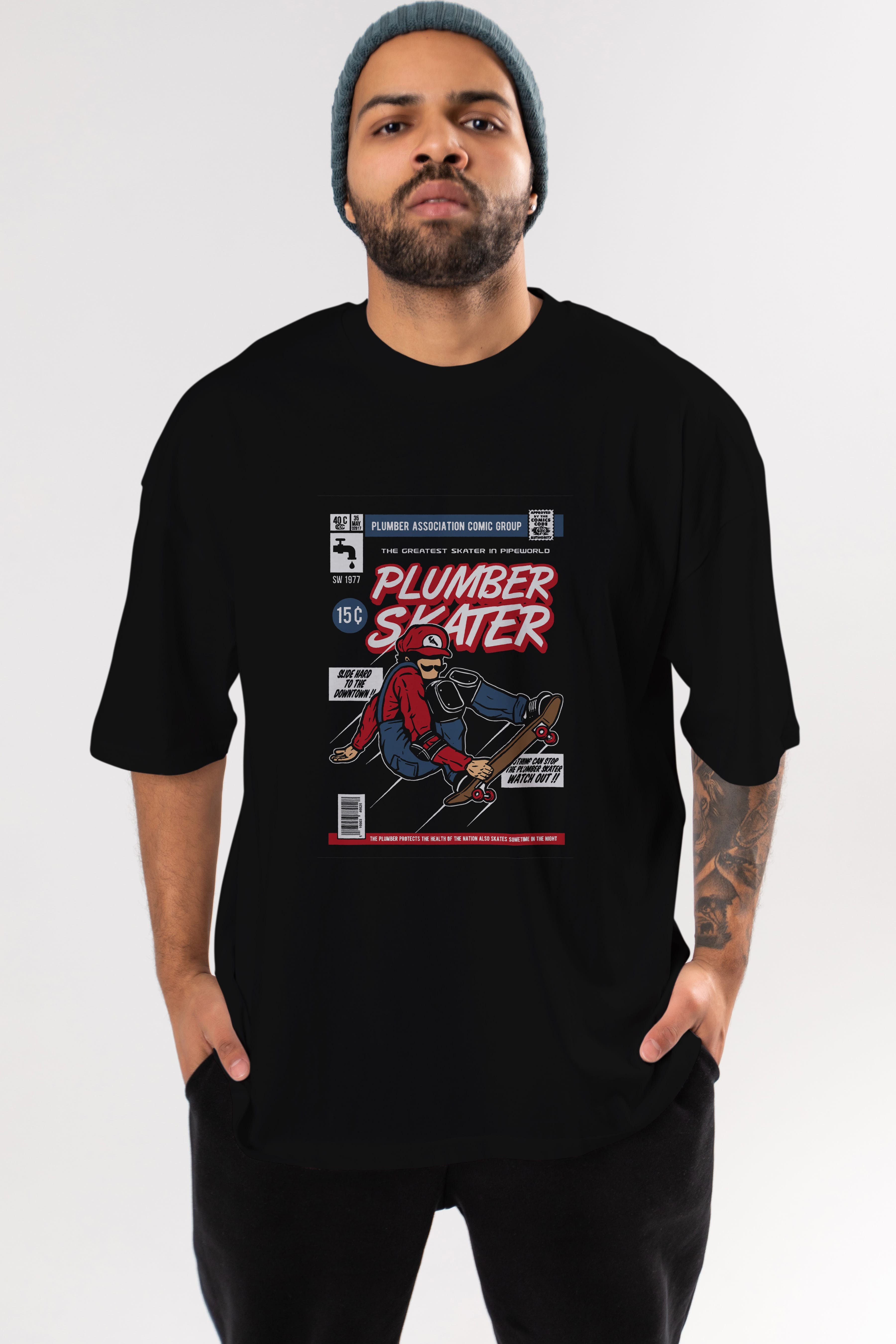 Plumber Skater Ön Baskılı Oversize t-shirt Erkek Kadın Unisex %100 Pamuk tişort