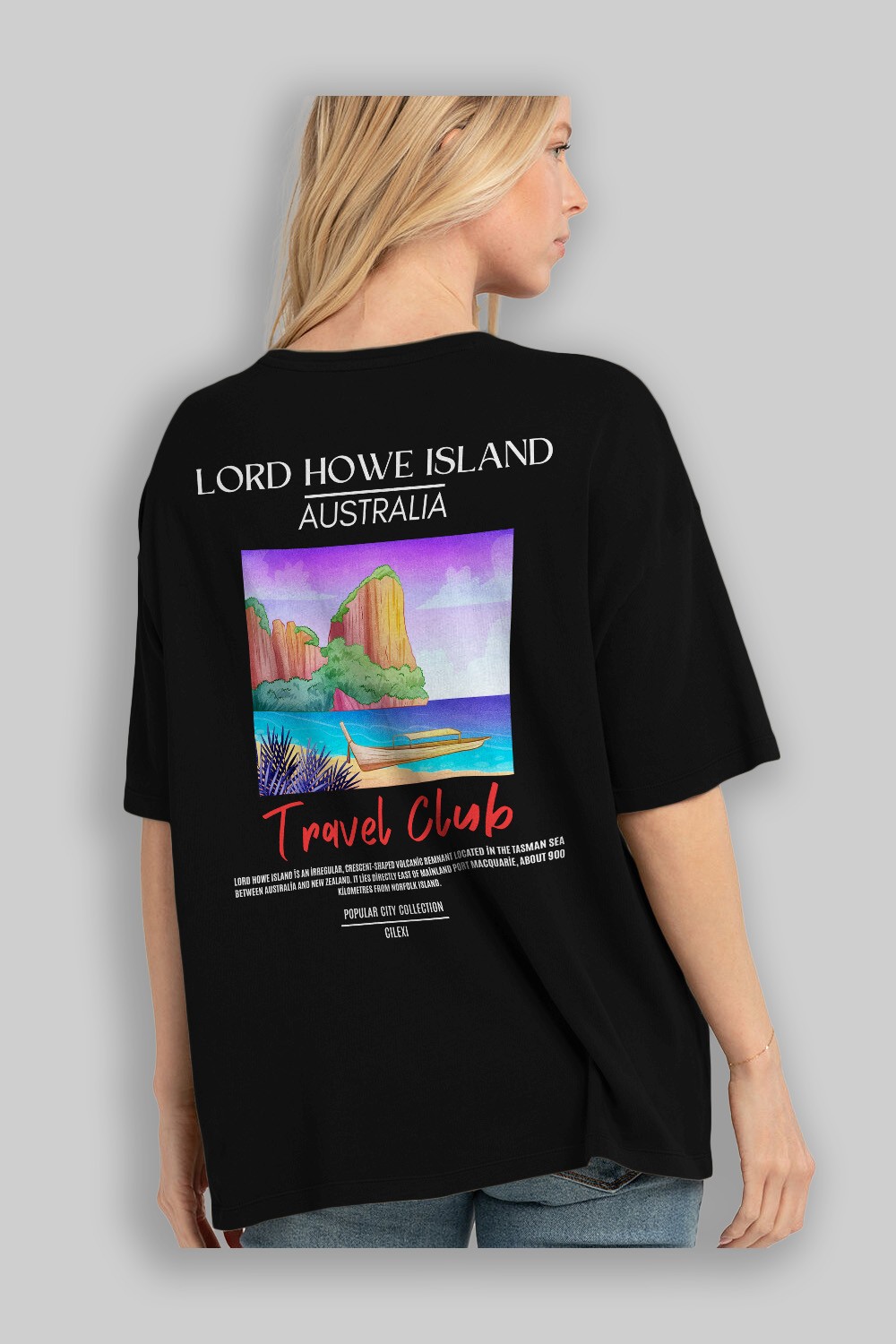 Lord Howe İsland Australia Arka Baskılı Oversize t-shirt Erkek Kadın Pamuk Bisiklet Yaka tişort