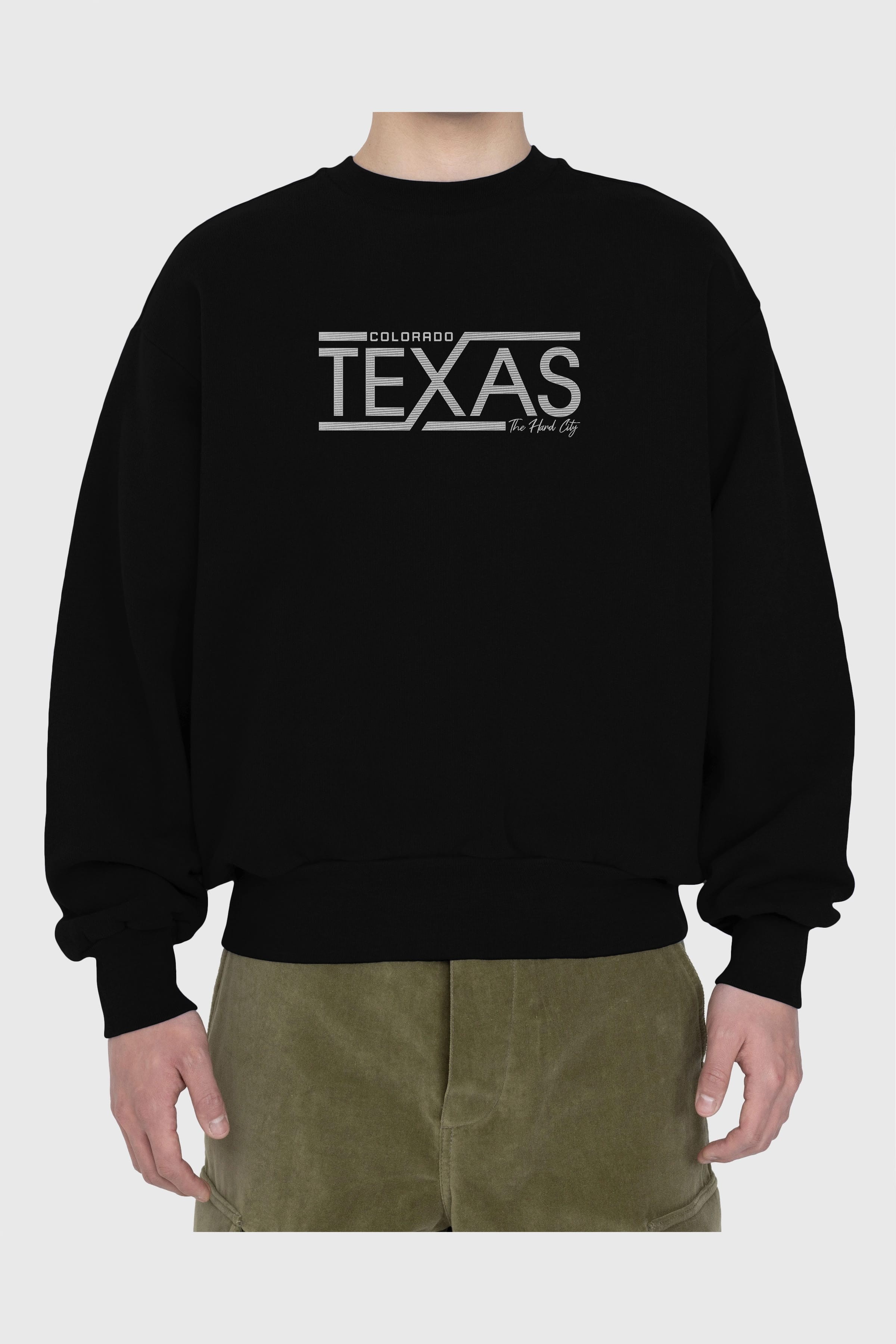 Texas Ön Baskılı Oversize Sweatshirt Erkek Kadın Unisex
