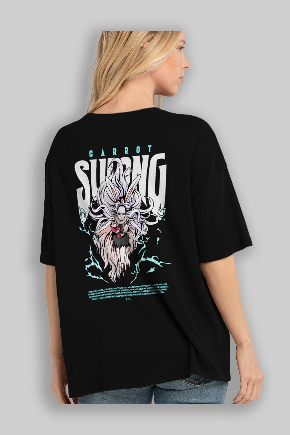 Carrot Sulong Anime Arka Baskılı Oversize t-shirt Erkek Kadın Unisex