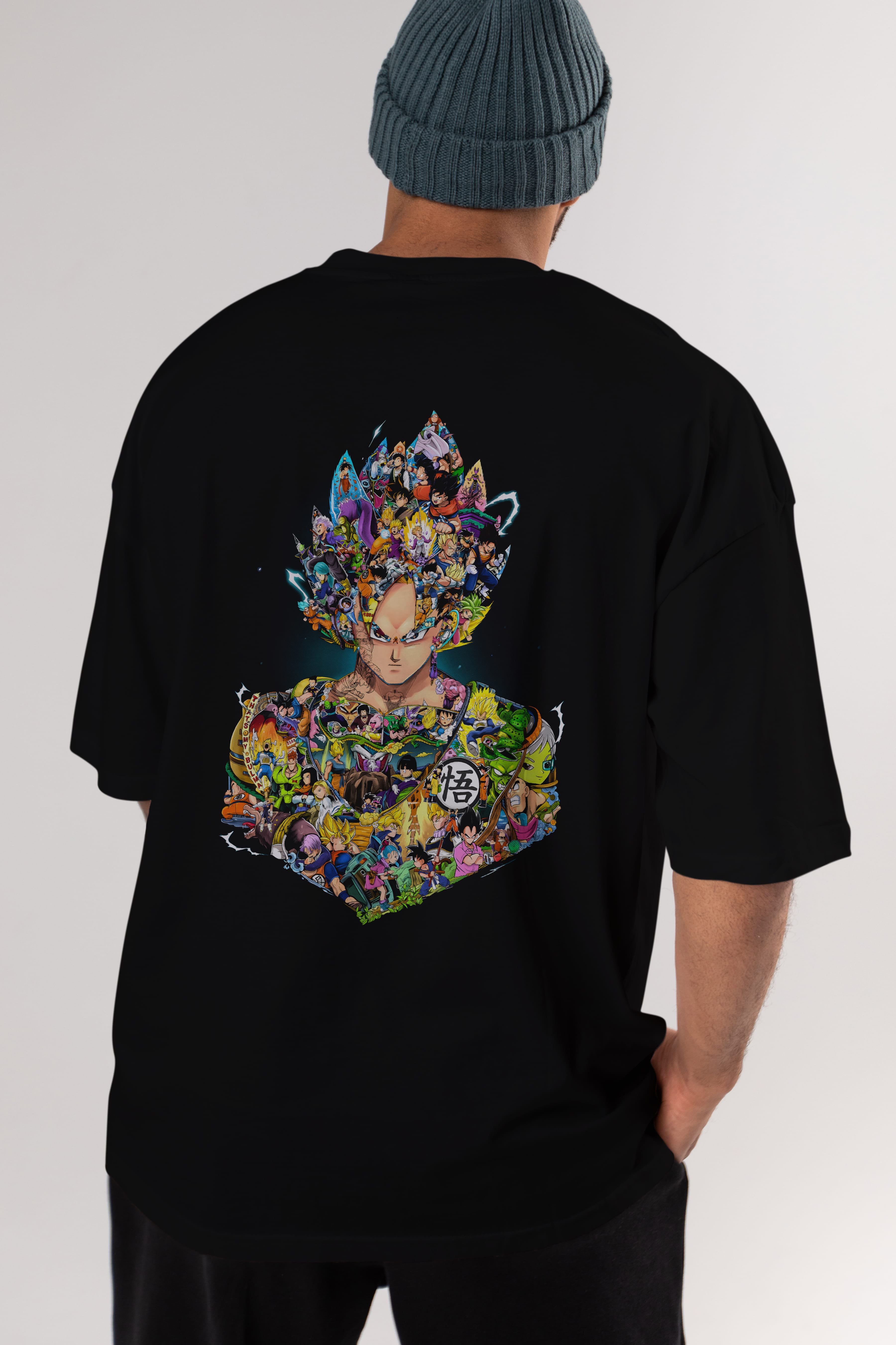 DRAGON BALL ART Anime Arka Baskılı Oversize t-shirt Erkek Kadın Unisex
