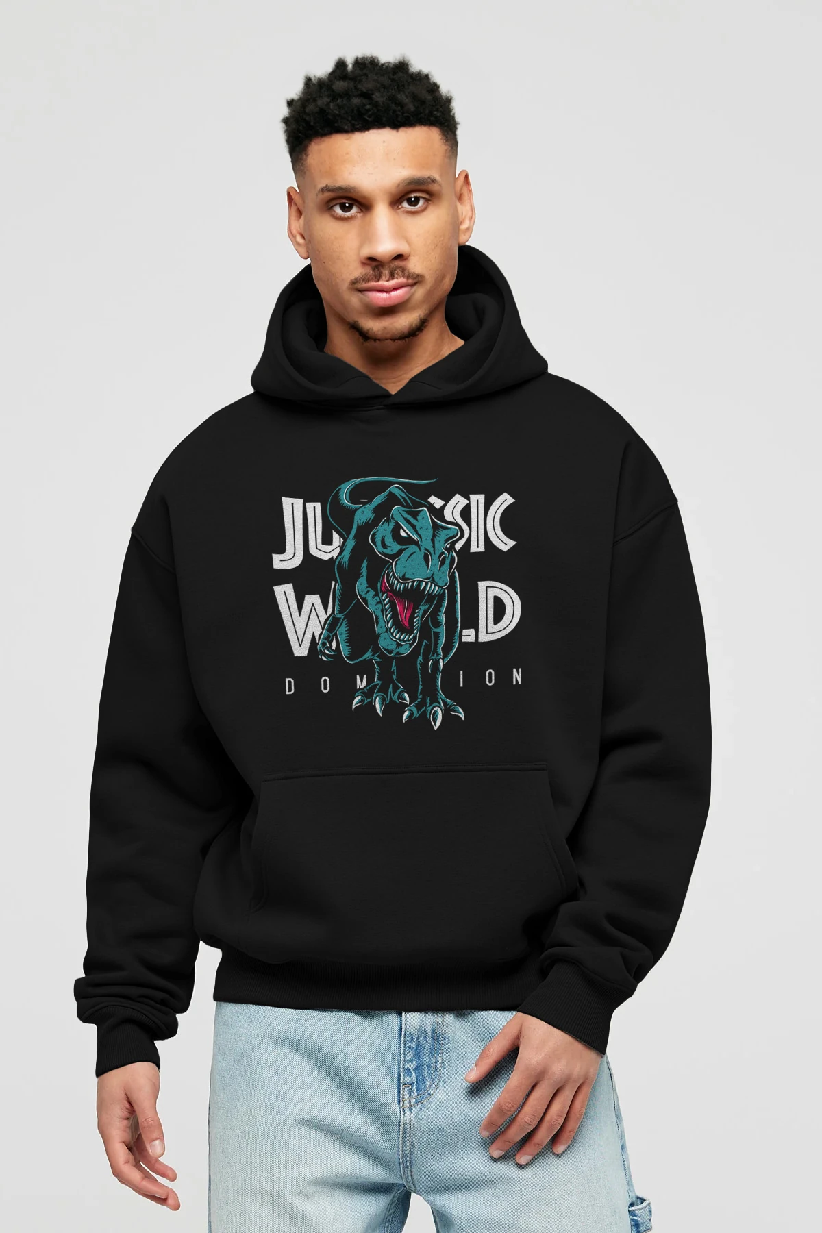 Jurassic Park (1) Ön Baskılı Hoodie Oversize Kapüşonlu Sweatshirt Erkek Kadın Unisex