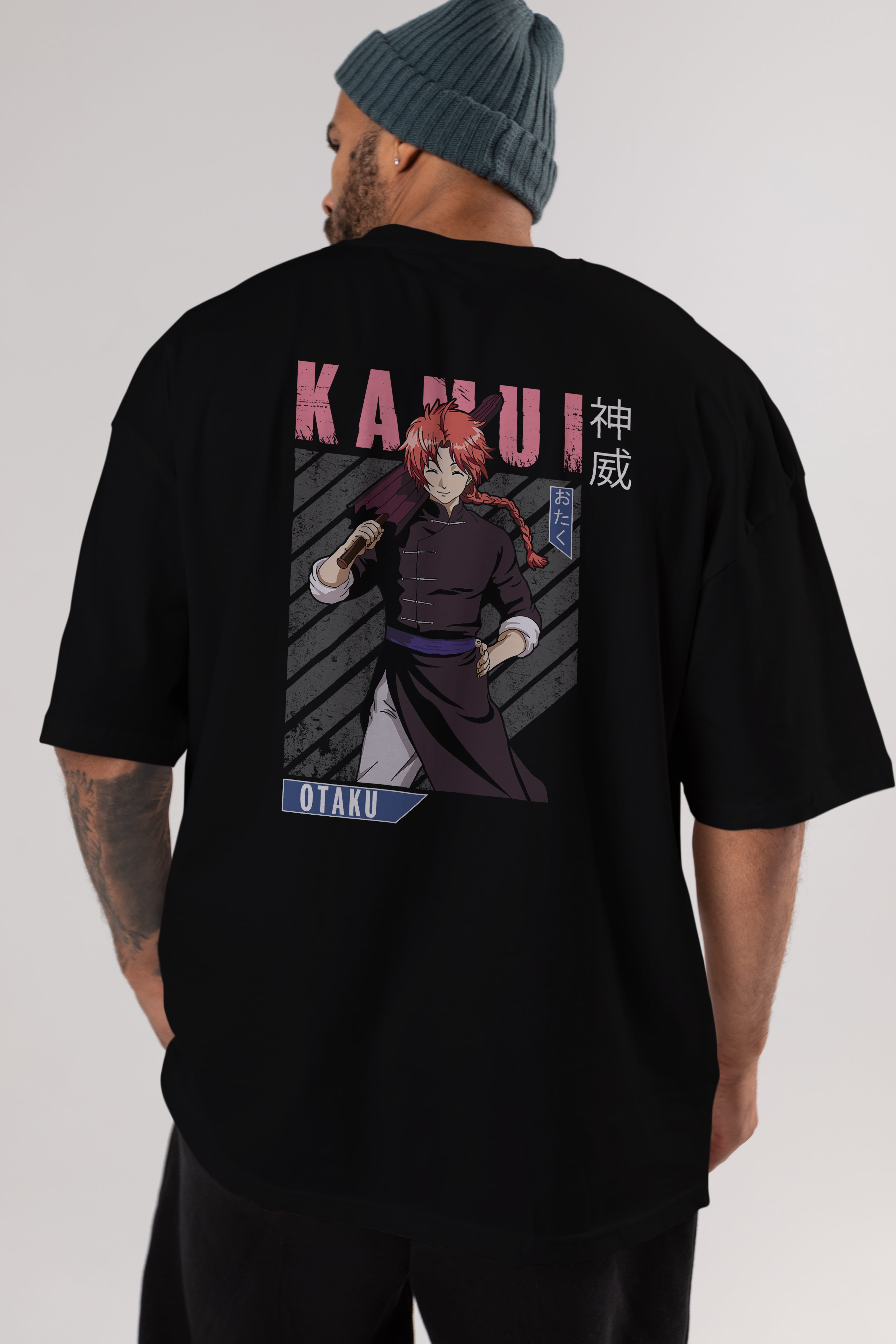 Kamui GINTAMA 1 Anime Arka Baskılı Oversize t-shirt Erkek Kadın Unisex