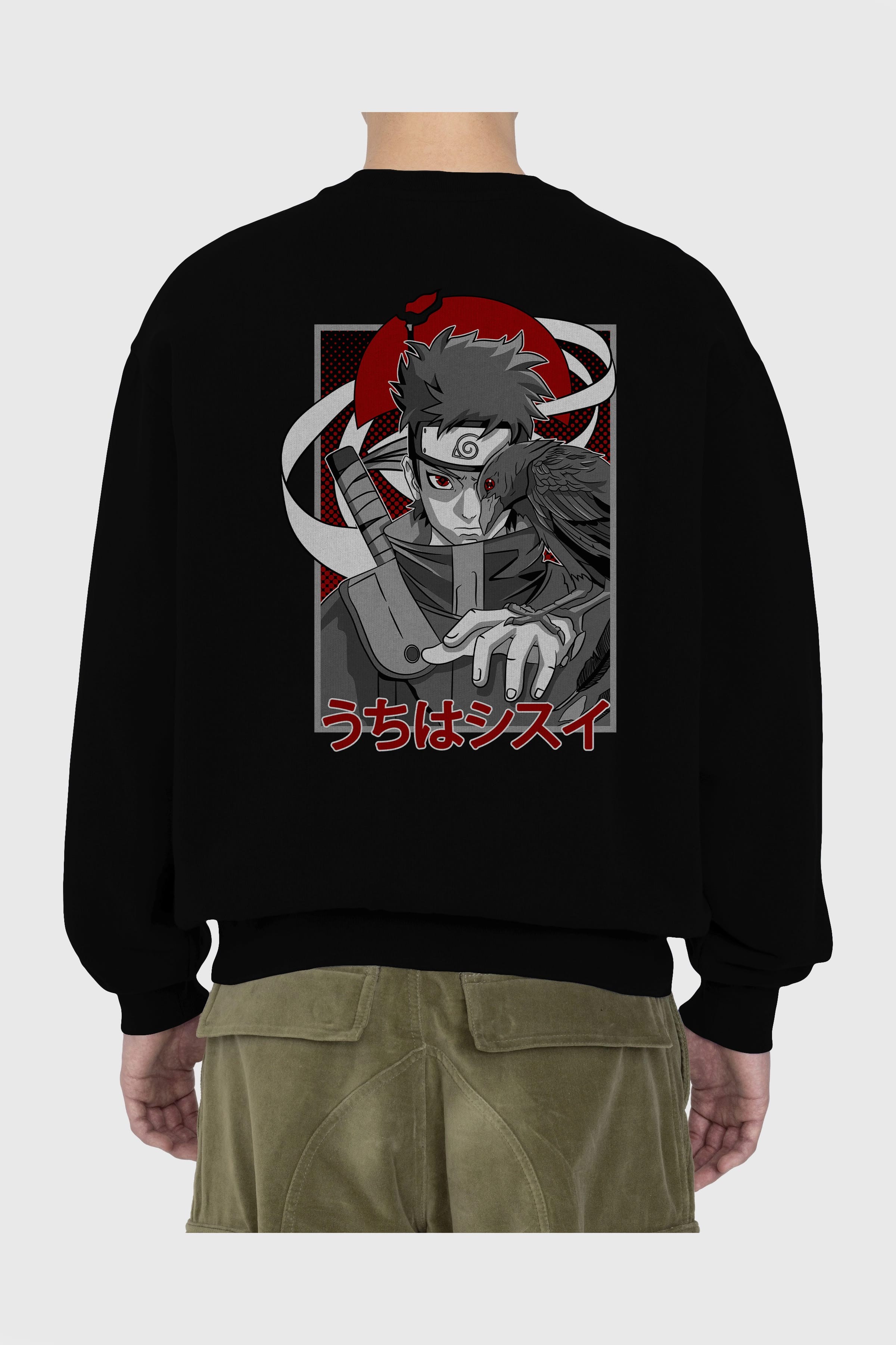 SHISUI UCHIHA NARUTO Anime Arka Baskılı Oversize Sweatshirt Erkek Kadın Unisex