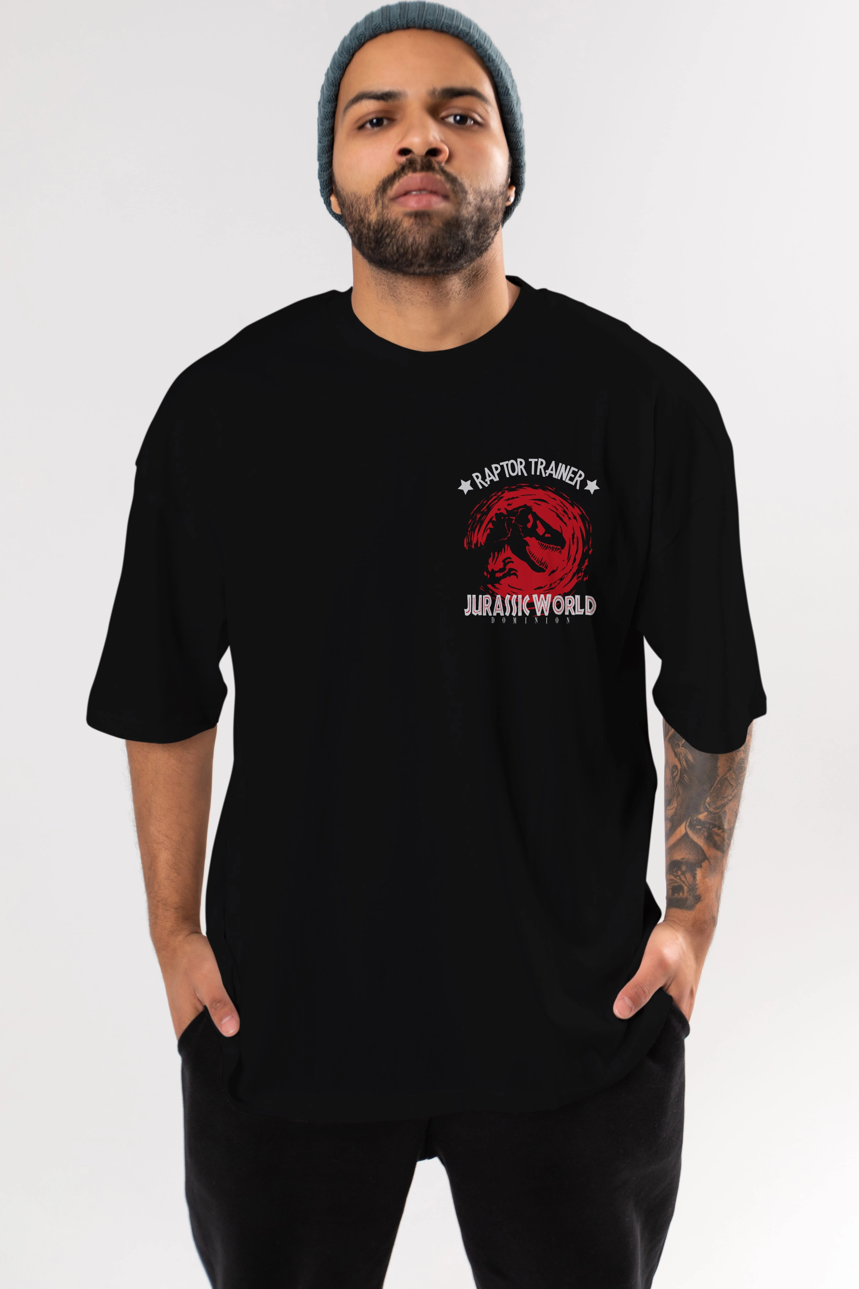 Jurassic Park (3) Ön Sol Baskılı Oversize t-shirt Erkek Kadın Unisex %100 Pamuk Bisiklet Yaka tişort