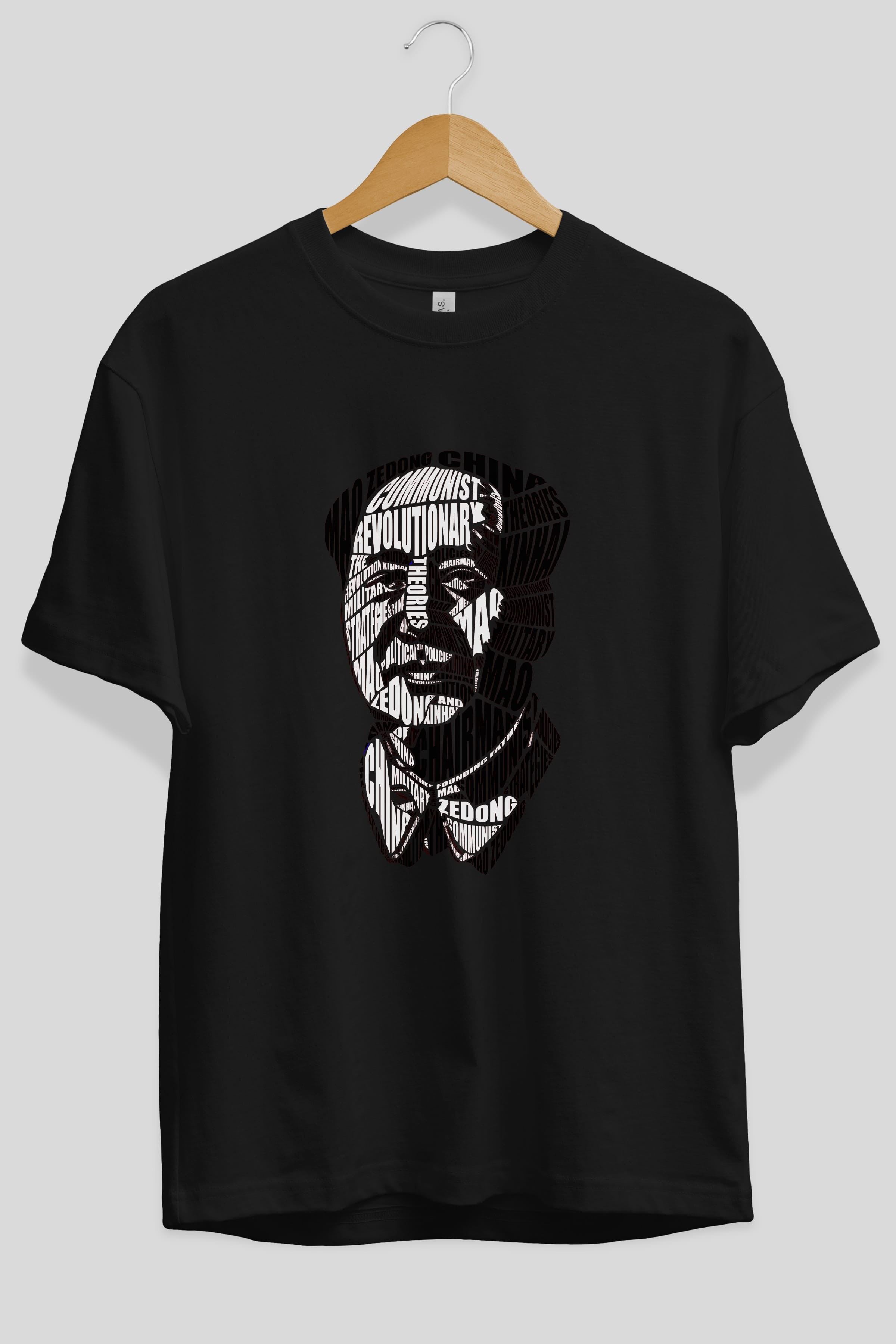 Mao Zedong Calligram Ön Baskılı Oversize t-shirt %100 pamuk Erkek Kadın Unisex