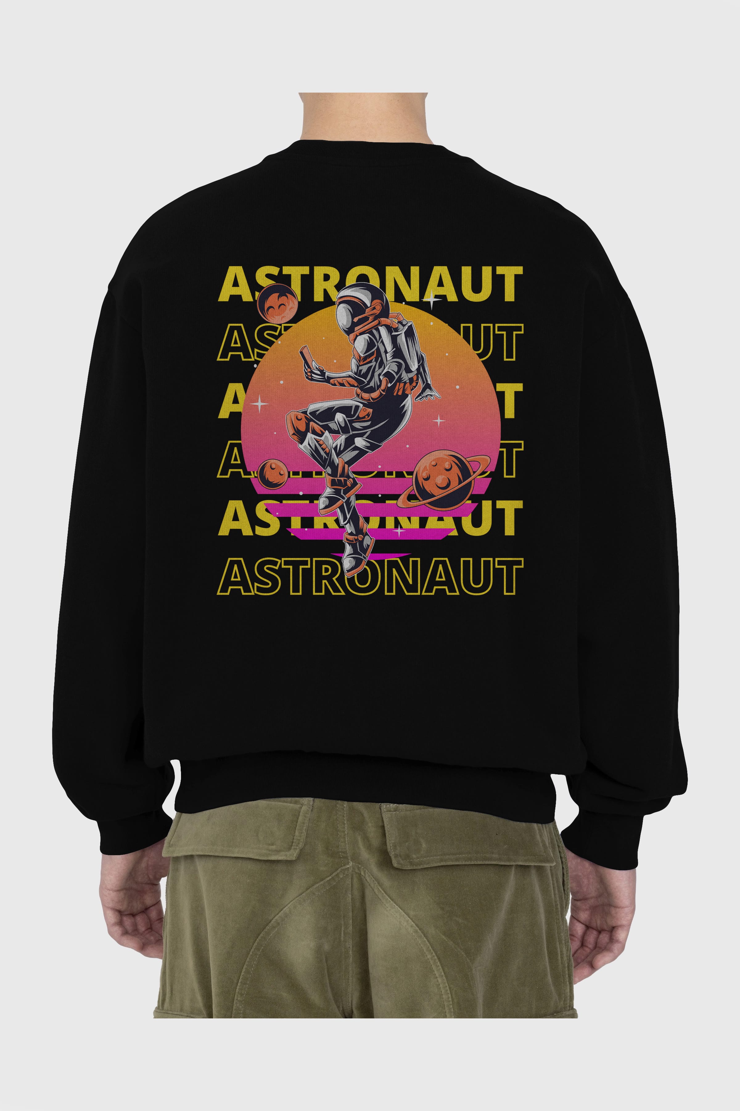 Astronaut Streetwear 2 Arka Baskılı Oversize Sweatshirt Erkek Kadın Unisex