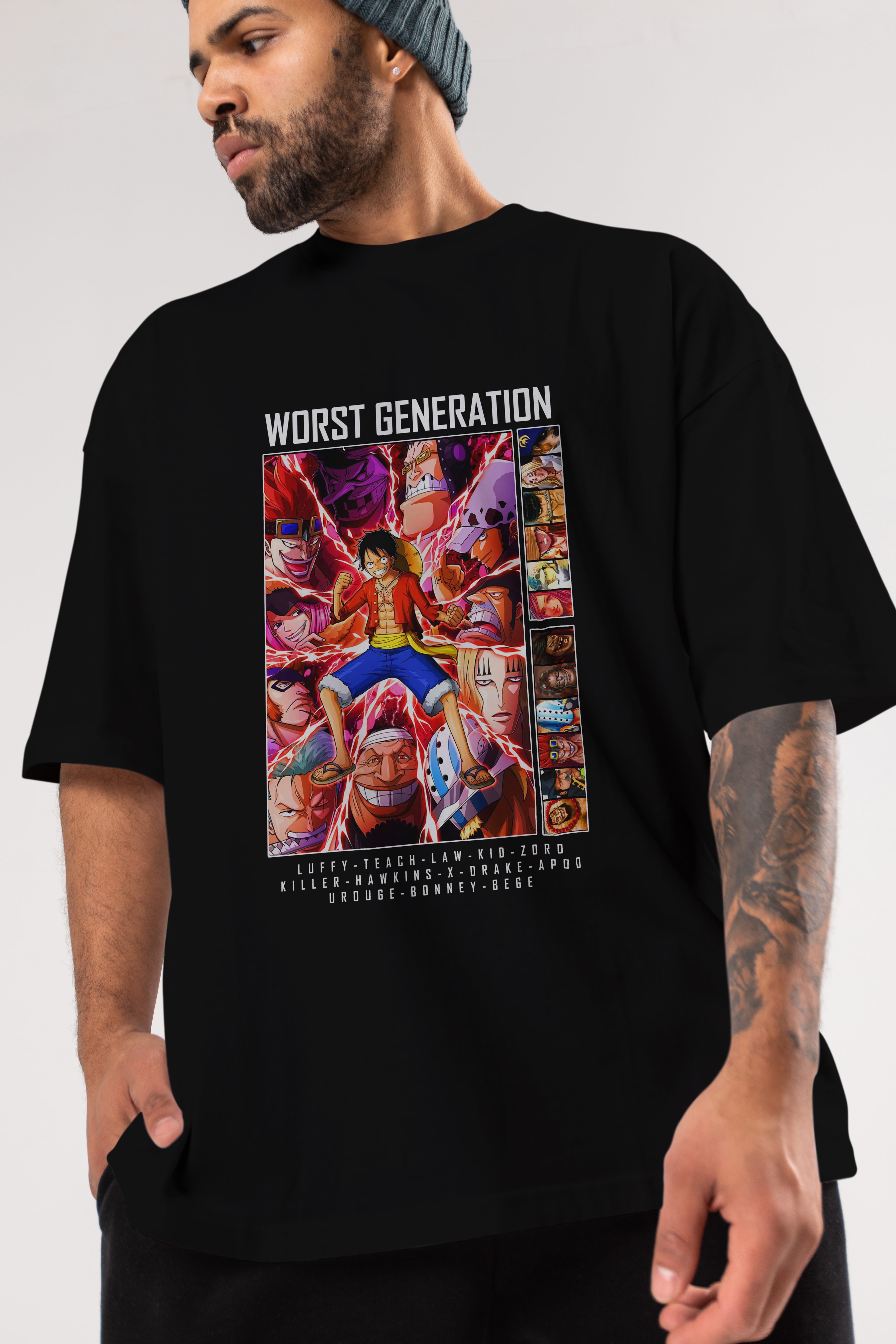 Worst Generation Anime Ön Baskılı Oversize t-shirt Erkek Kadın Unisex