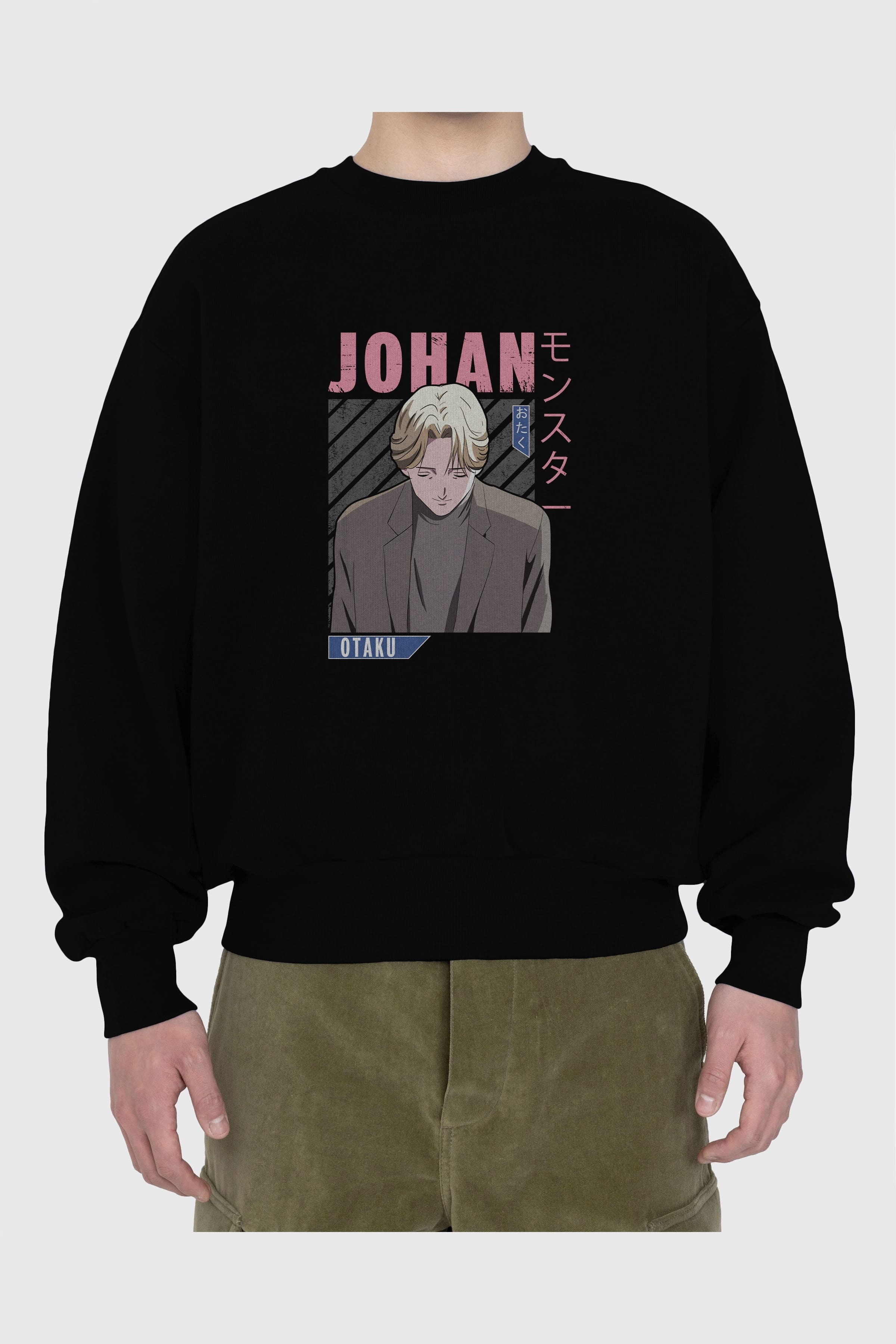 Johan Liebert MONSTER Anime Ön Baskılı Oversize Sweatshirt Erkek Kadın Unisex