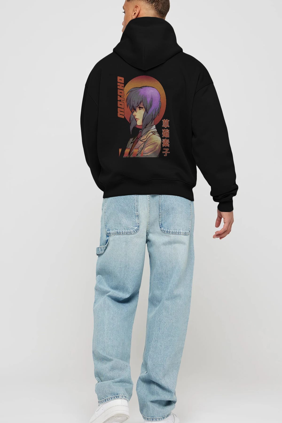 Motoko Kusanagi 10 Anime Arka Baskılı Hoodie Oversize Kapüşonlu Sweatshirt Erkek Kadın Unisex