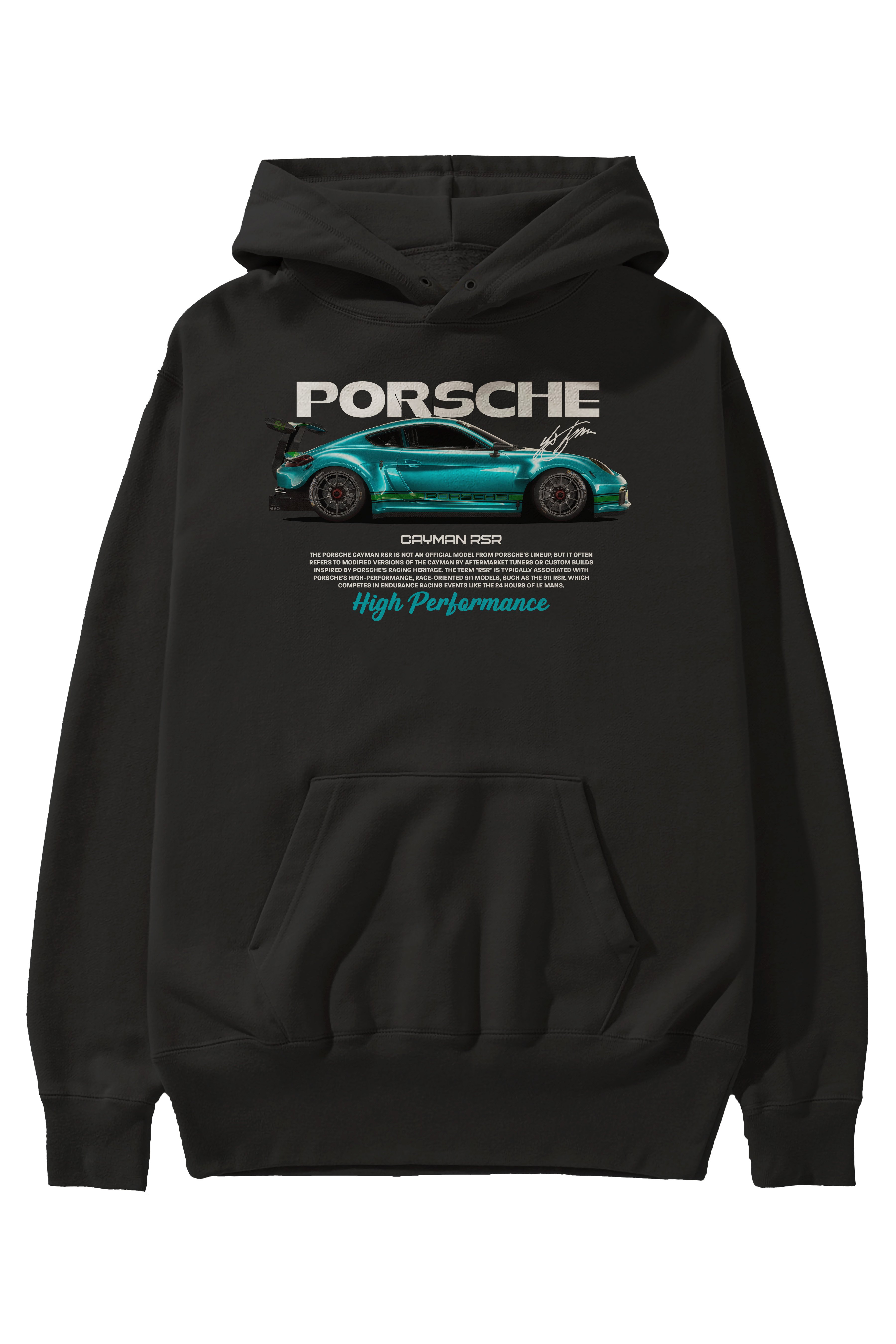 PORSCHE CAYMAN RSR Ön Baskılı Hoodie Oversize Kapüşonlu Sweatshirt Erkek Kadın Unisex