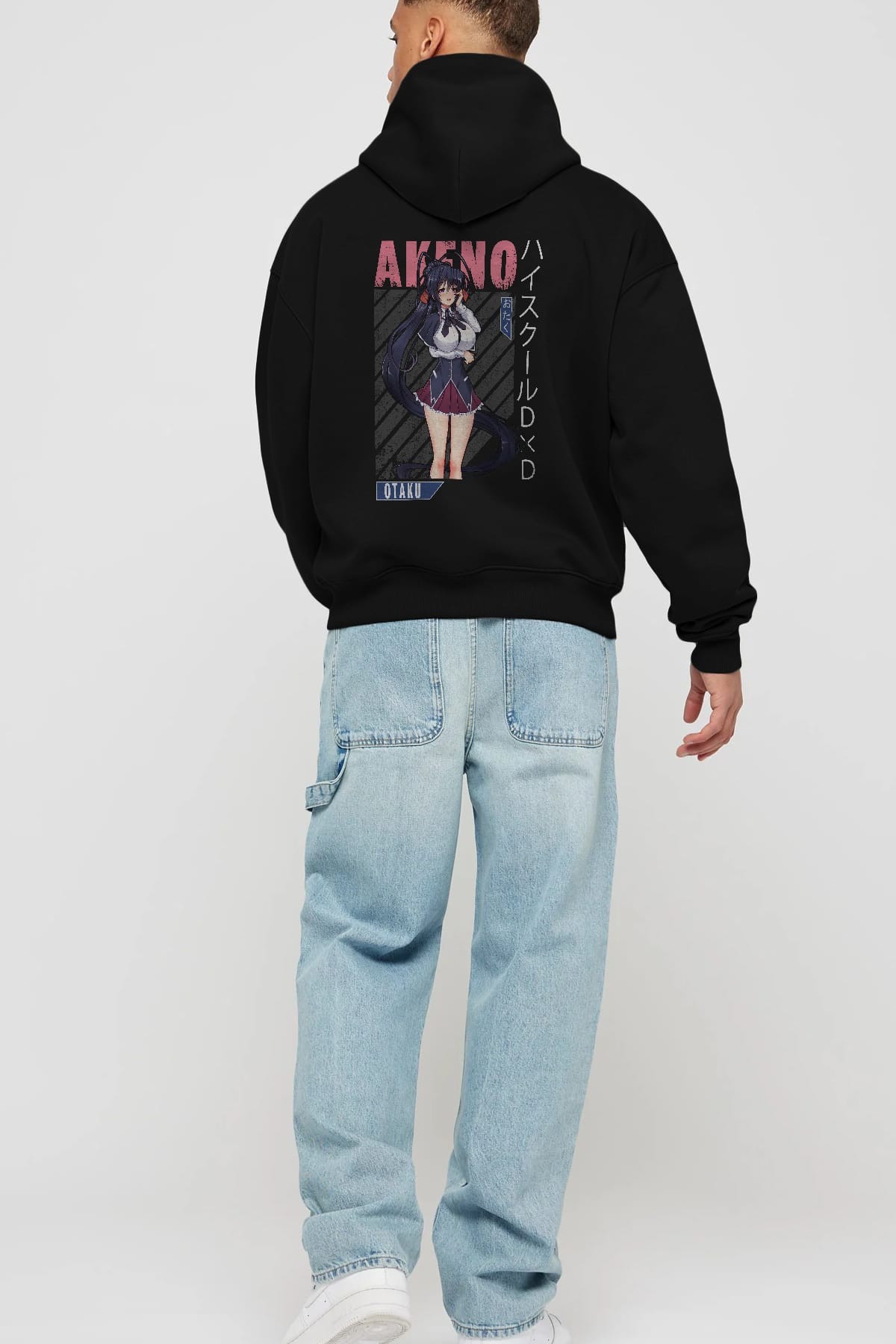 Akeno Himejima 4 Anime Arka Baskılı Hoodie Oversize Kapüşonlu Sweatshirt Erkek Kadın Unisex