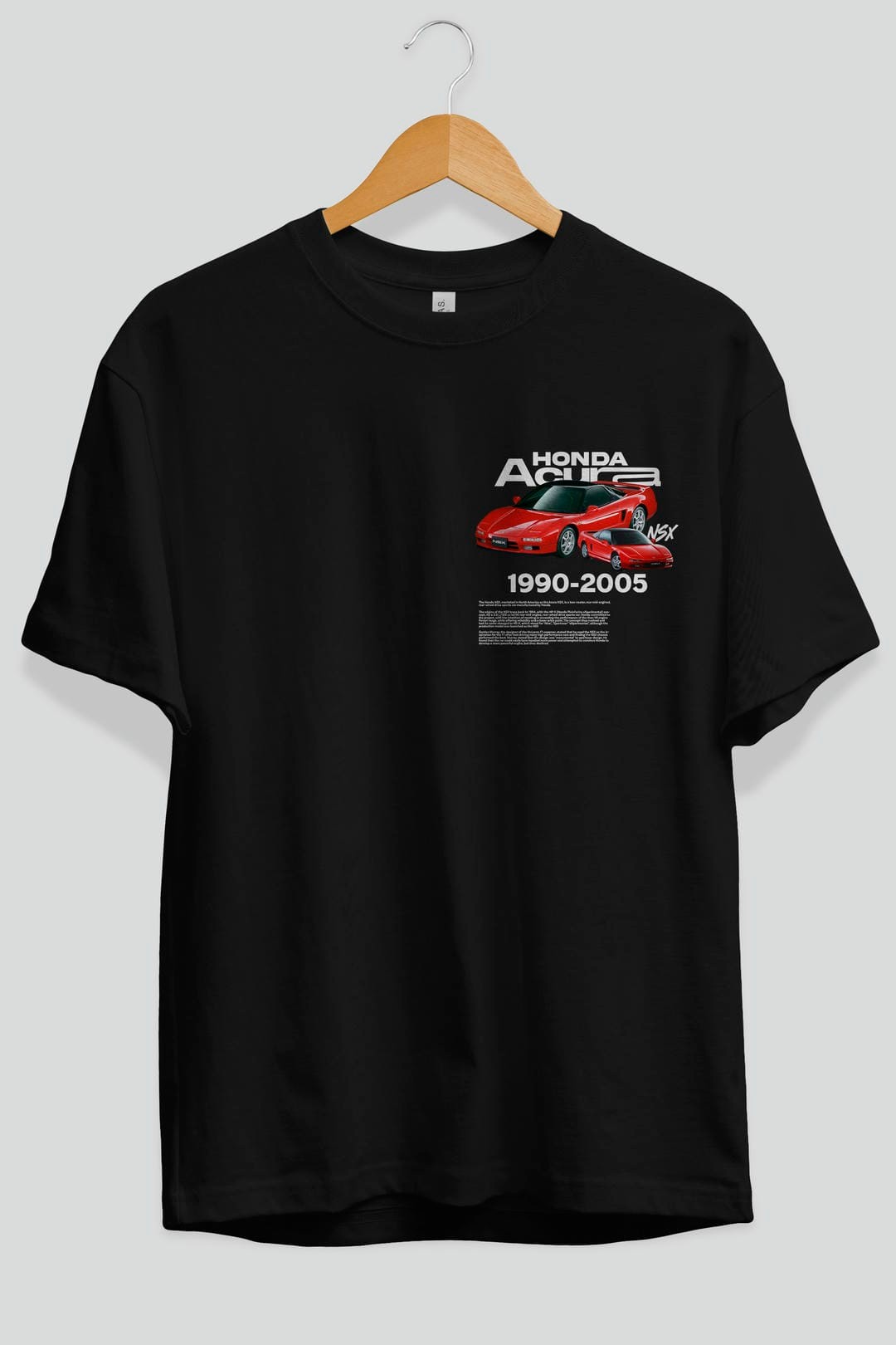 Honda Acura NSX Ön Sol Baskılı Oversize t-shirt Erkek Kadın Unisex %100 Pamuk Bisiklet Yaka tişort