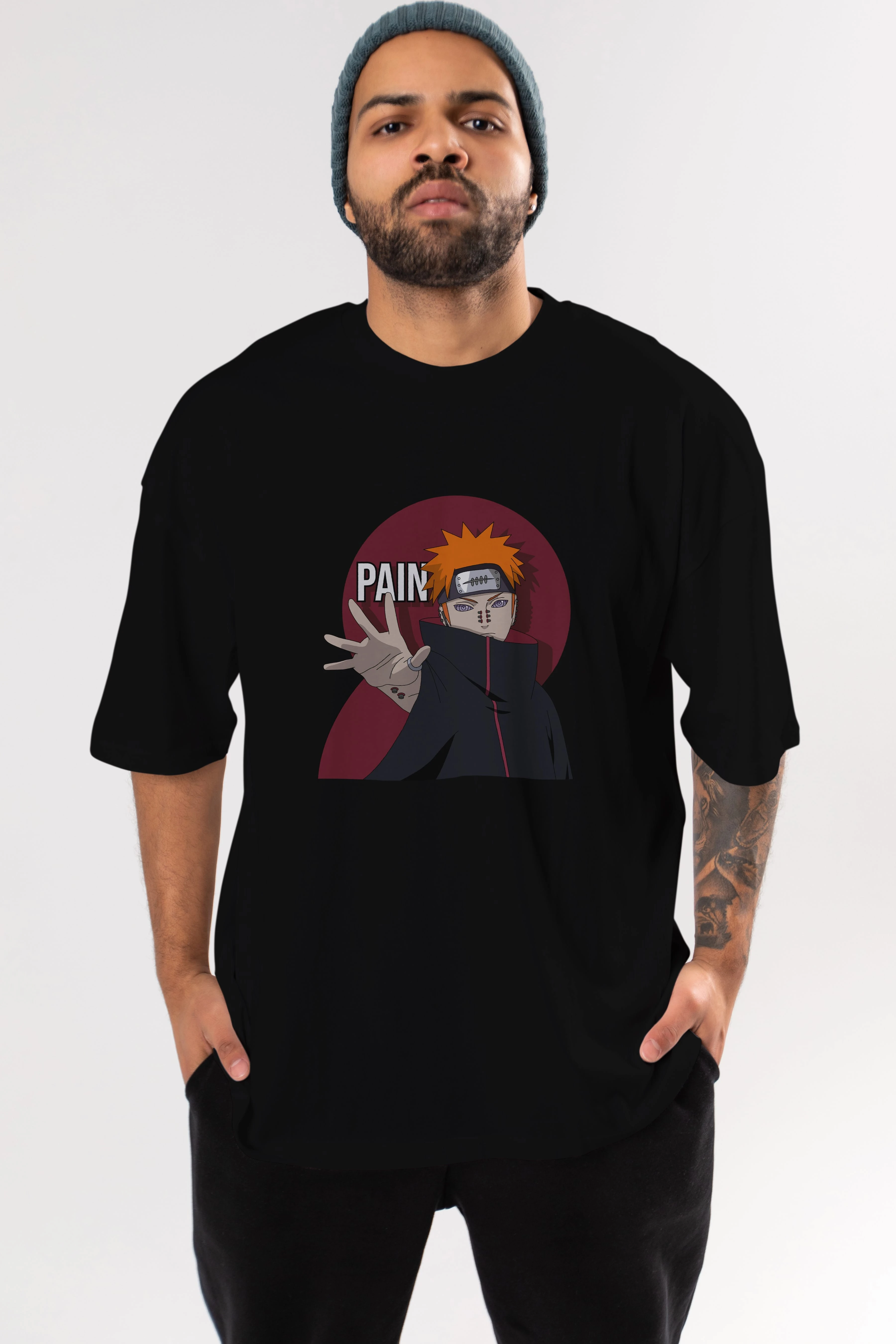 PAIN NARUTO Anime Ön Baskılı Oversize t-shirt %100 pamuk Erkek Kadın Unisex