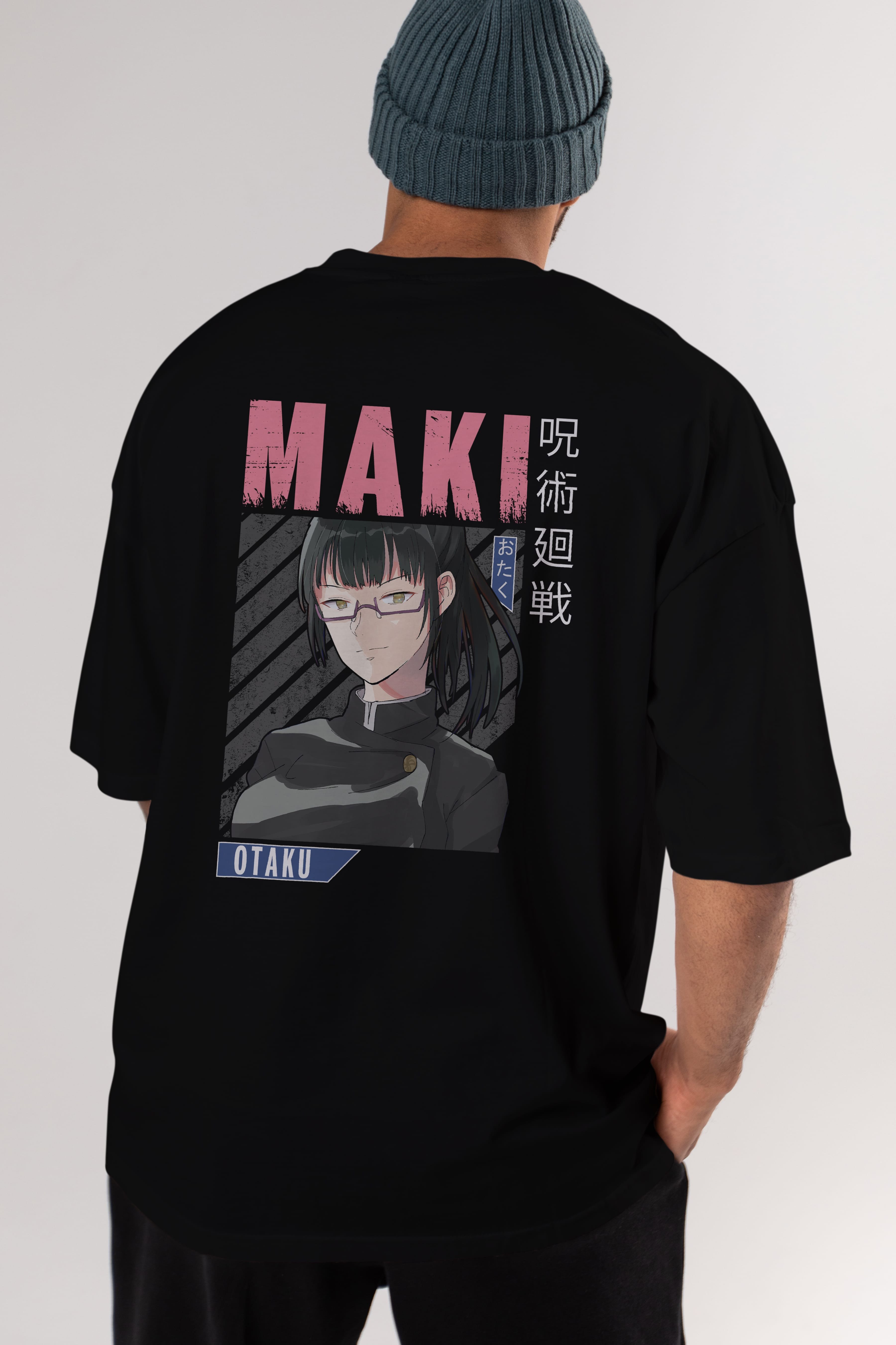 Maki Zenin CHAINSAWMAN 1 Anime Arka Baskılı Oversize t-shirt Erkek Kadın Unisex