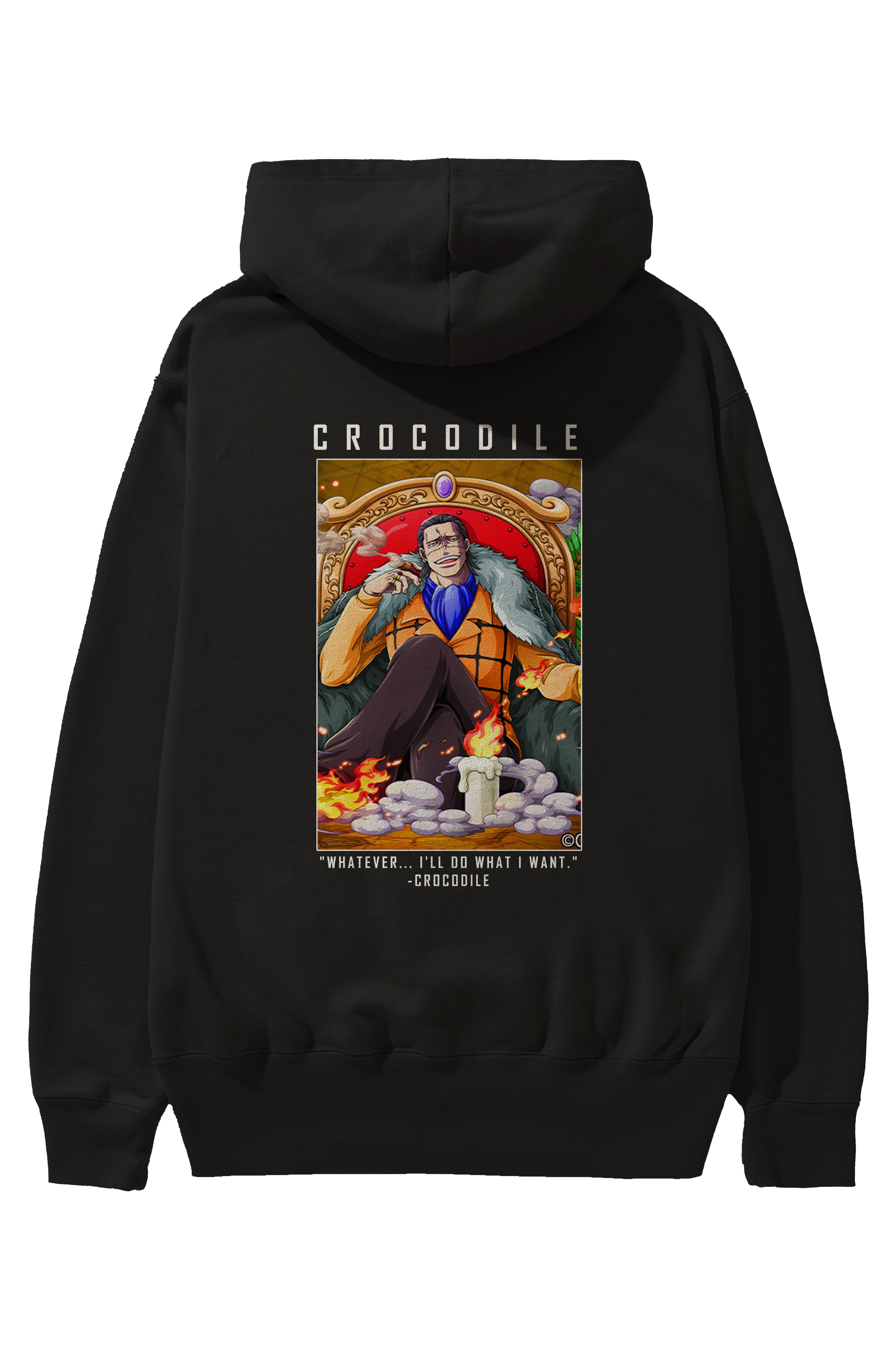 Crocodile Anime Arka Baskılı Hoodie Oversize Kapüşonlu Sweatshirt Erkek Kadın Unisex