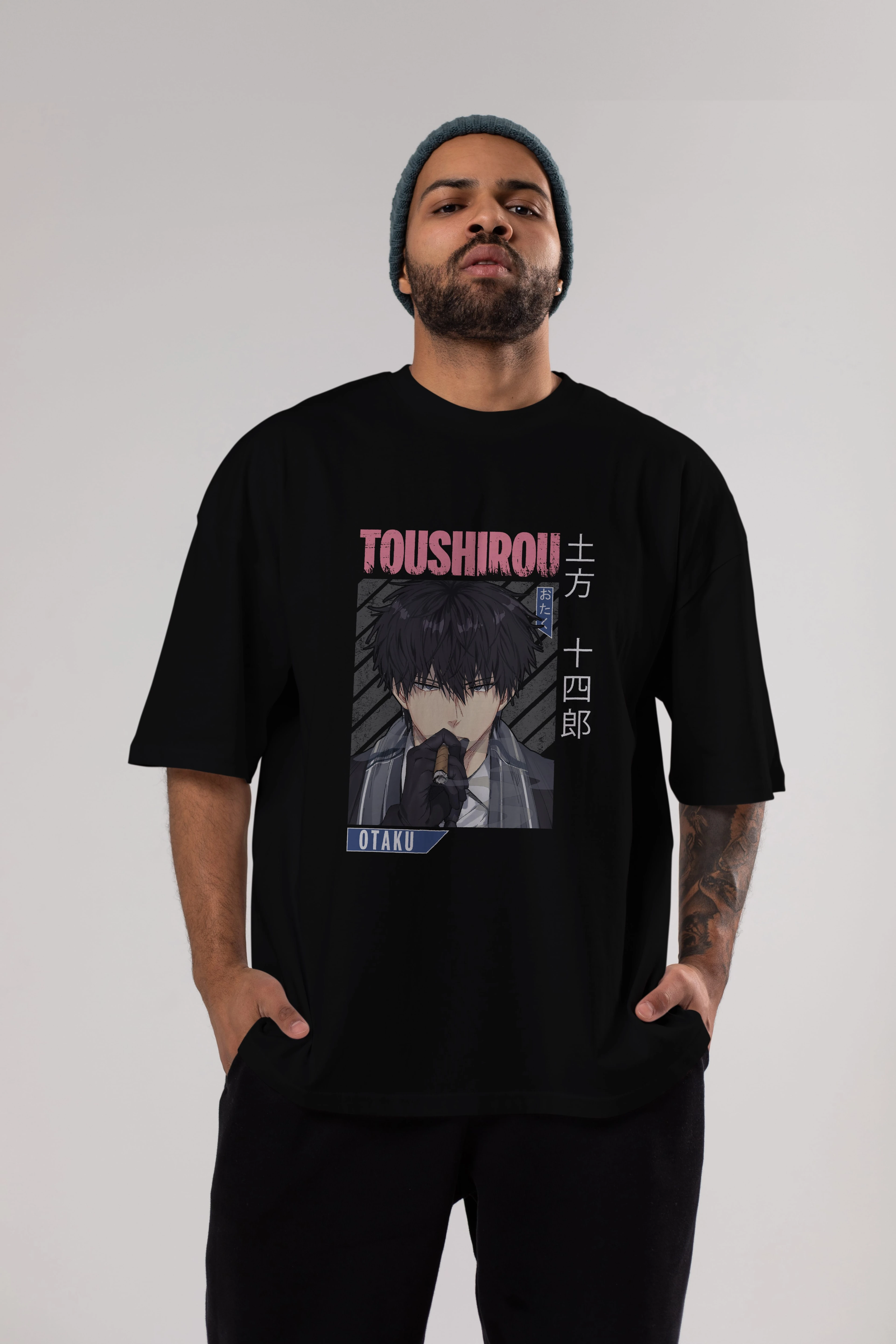 Toushirou Hijikata 2 Anime Ön Baskılı Oversize t-shirt %100 pamuk Erkek Kadın Unisex