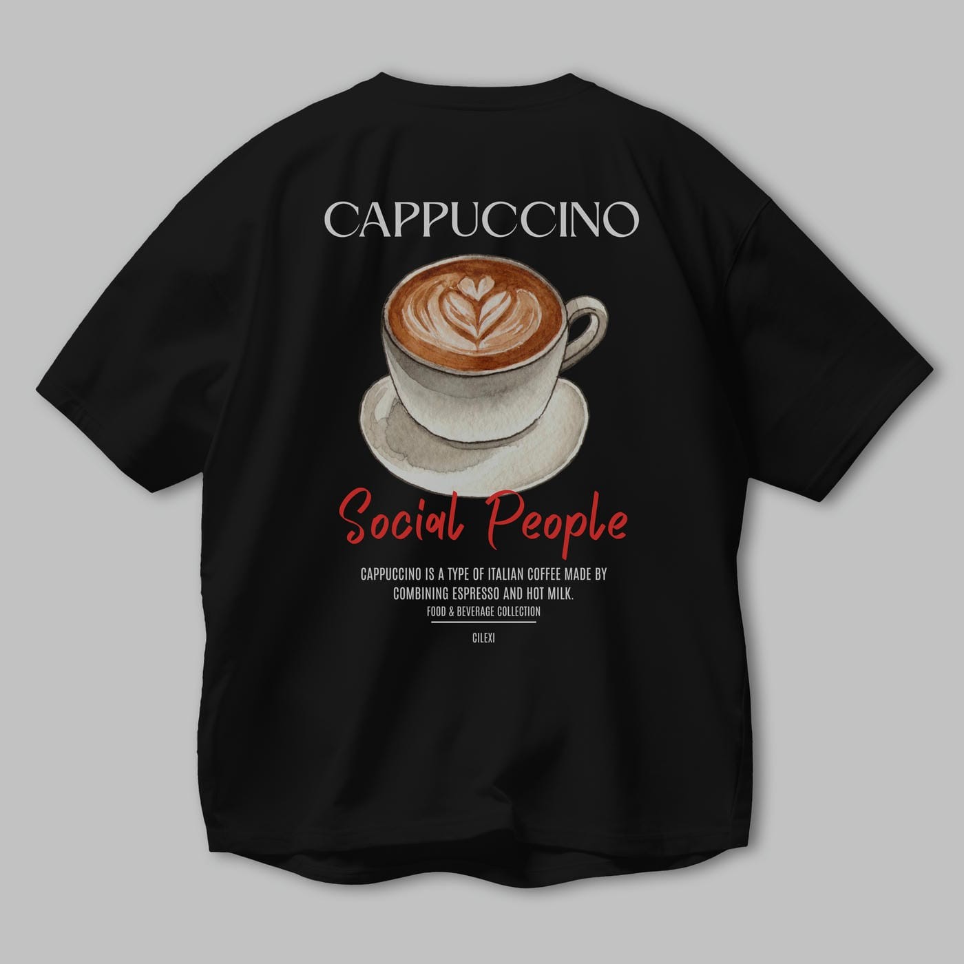 Cappuccino Kokteyl Serisi Baskılı Oversize t-shirt Erkek Kadın Unisex %100 Pamuk Bisiklet Yaka tişort