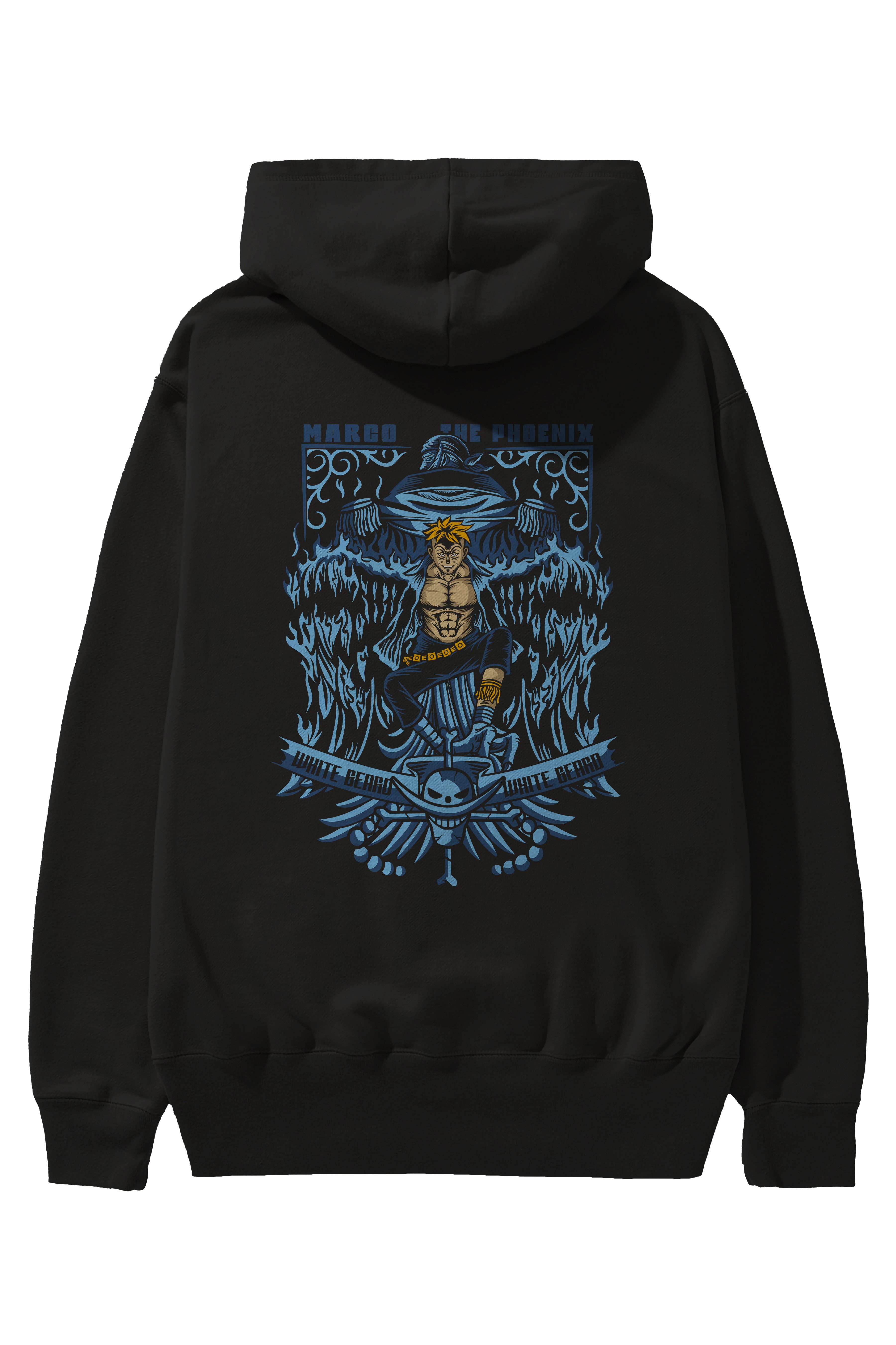 Marco the Phoenix Anime Arka Baskılı Hoodie Oversize Kapüşonlu Sweatshirt Erkek Kadın Unisex